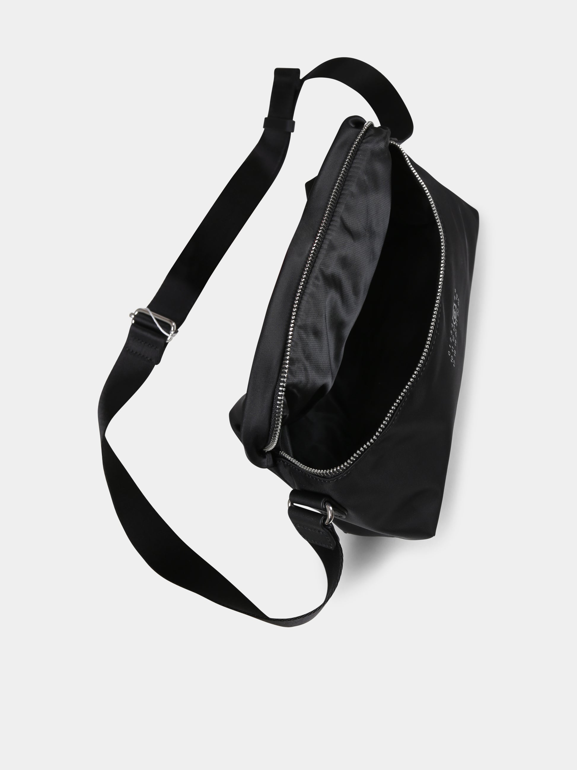 Borsa nera per bambina con logo,Mm6 Maison Margiela,M60822 P6416 NYLON CROSSBOSY BAG T8013