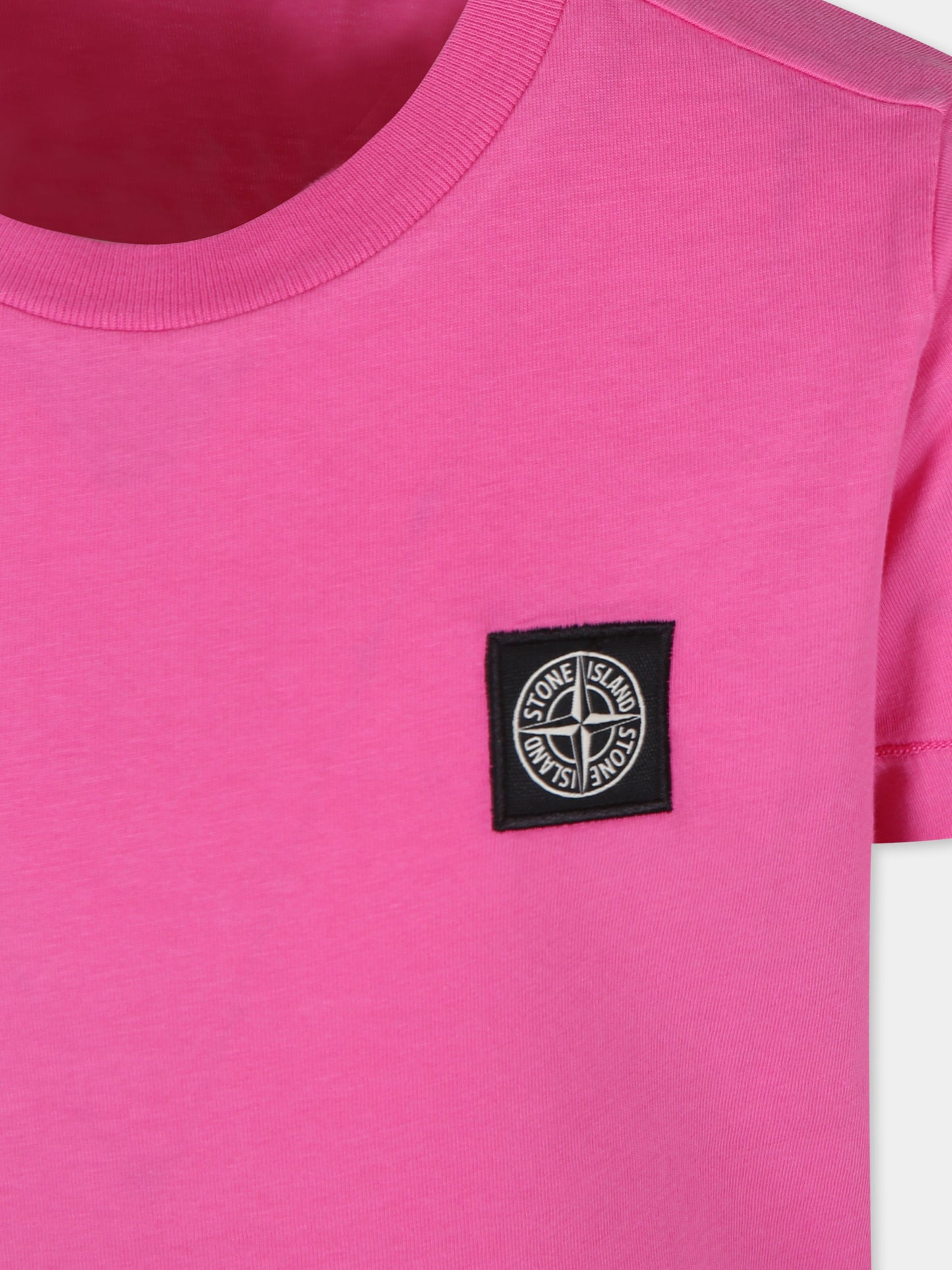 T-shirt fucsia per bambino con bussola,Stone Island Junior,801620147 V0087