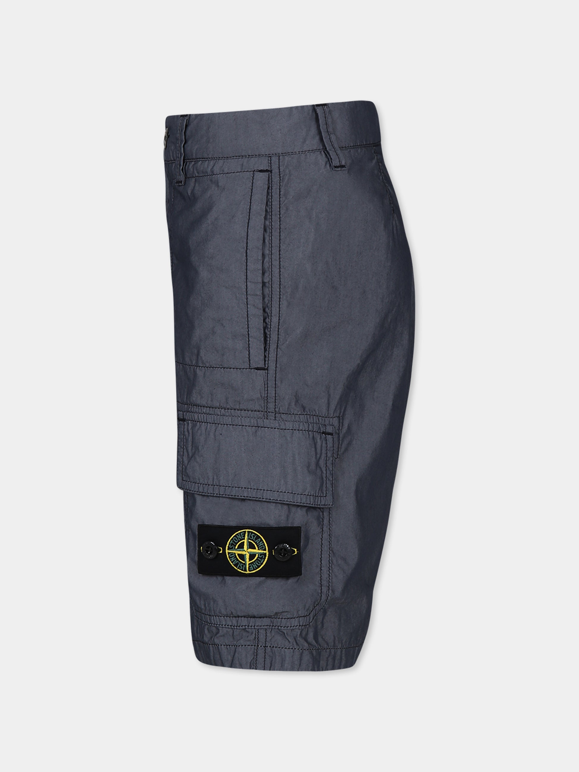 Shorts grigi per bambino con bussola,Stone Island Junior,8016L0401 V0020