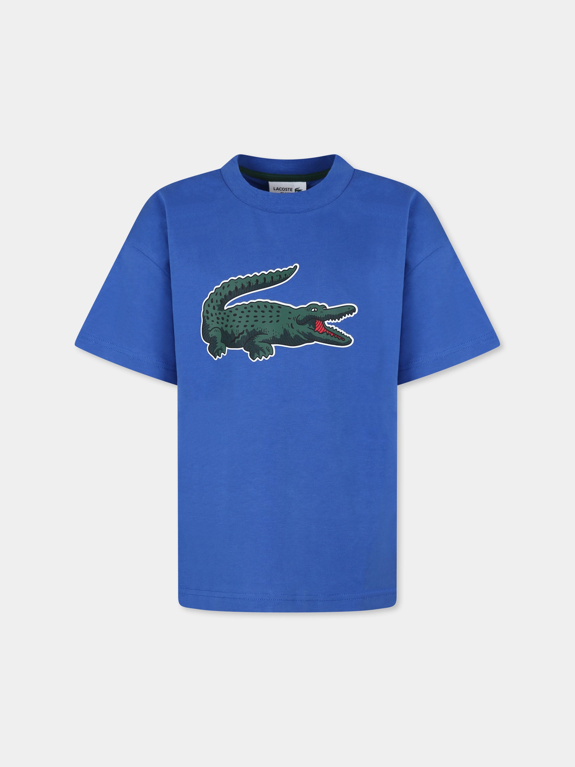 T-shirt azzurra per bambino con coccodrillo,Lacoste,TJ1207 IXW
