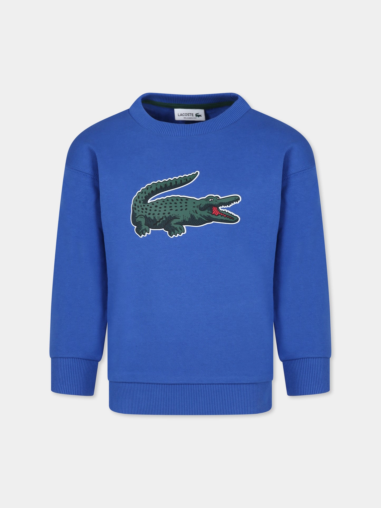Felpa azzurra per bambino con coccodrillo,Lacoste,SJ1231 IXW