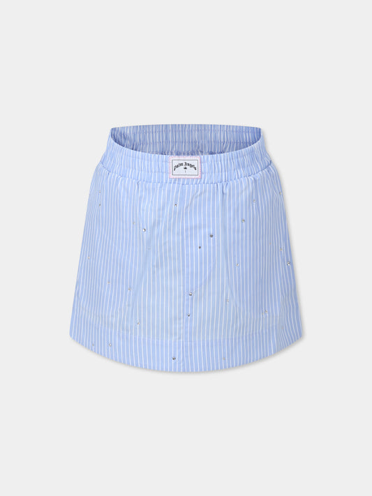 Light blue skirt for girl with logo