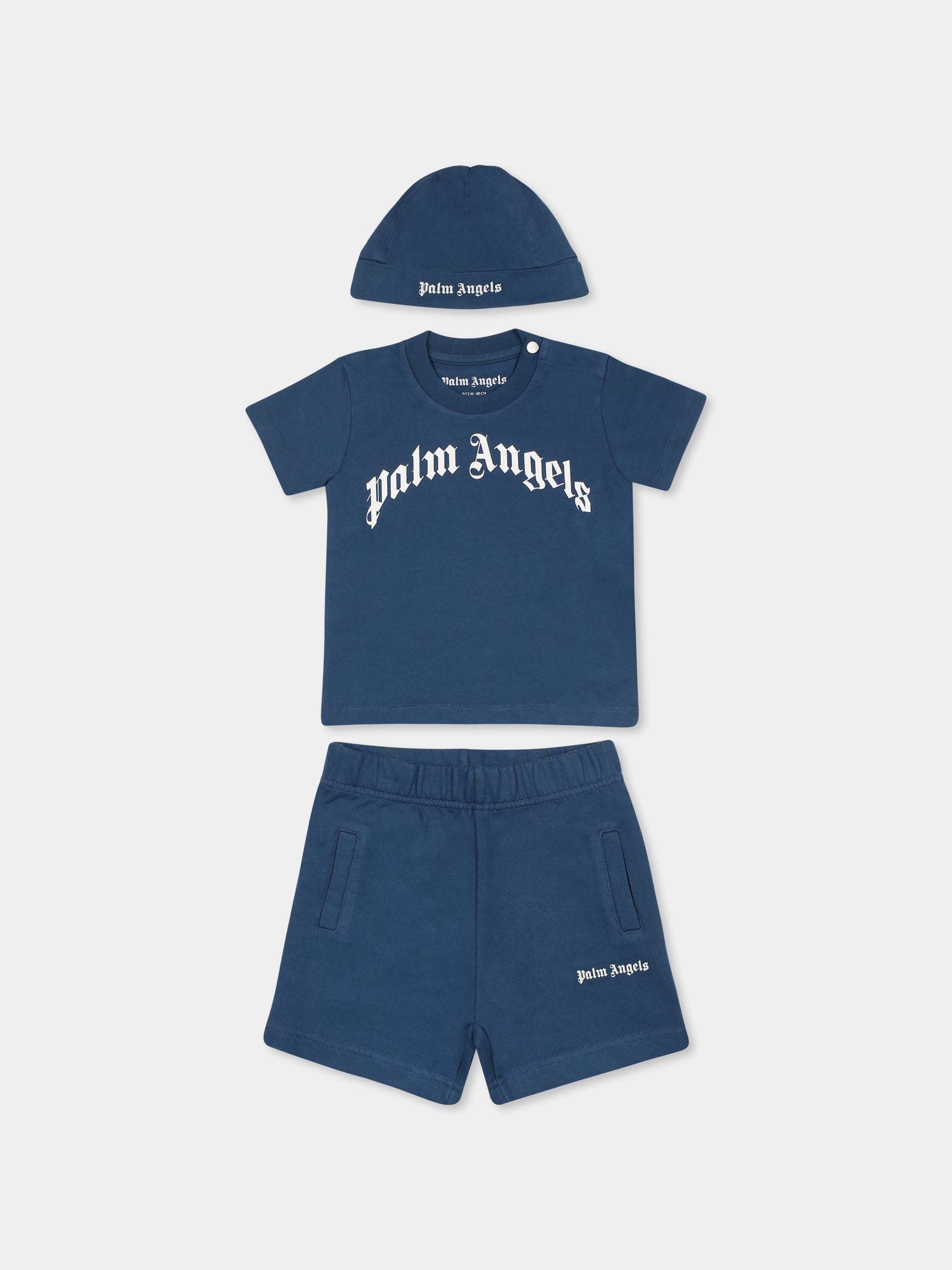 Completo nascita blu per neonato con logo,Palm Angels,PB2X018S25JER0014503