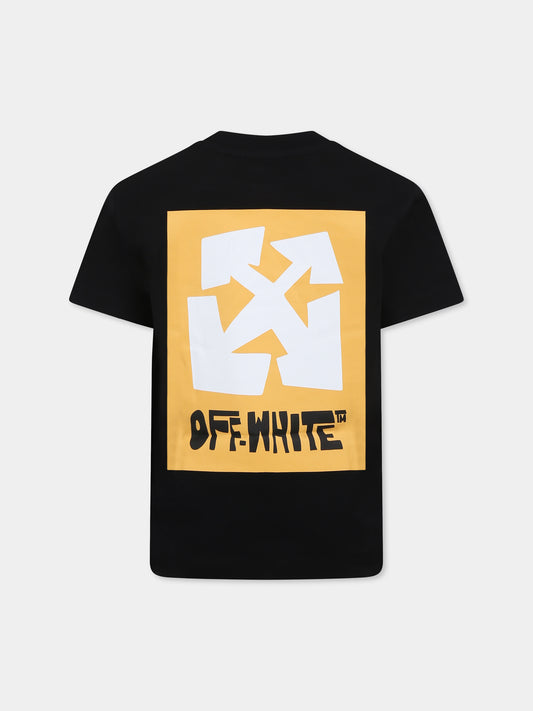 T-shirt nera per bambino con logo e frecce,Off White,OBAA002S25JER0081018