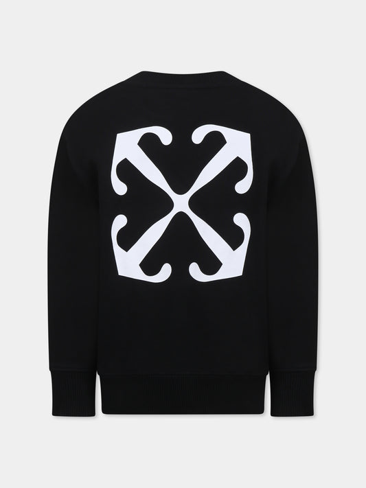 Felpa nera per bambino con logo,Off White,OBBA001C99FLE0041001