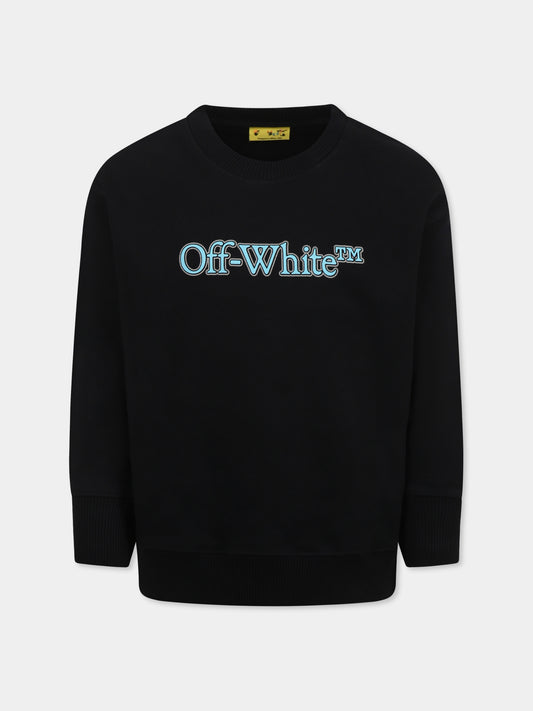 Felpa nera per bambino con logo,Off White,OBBA001S25FLE0011040