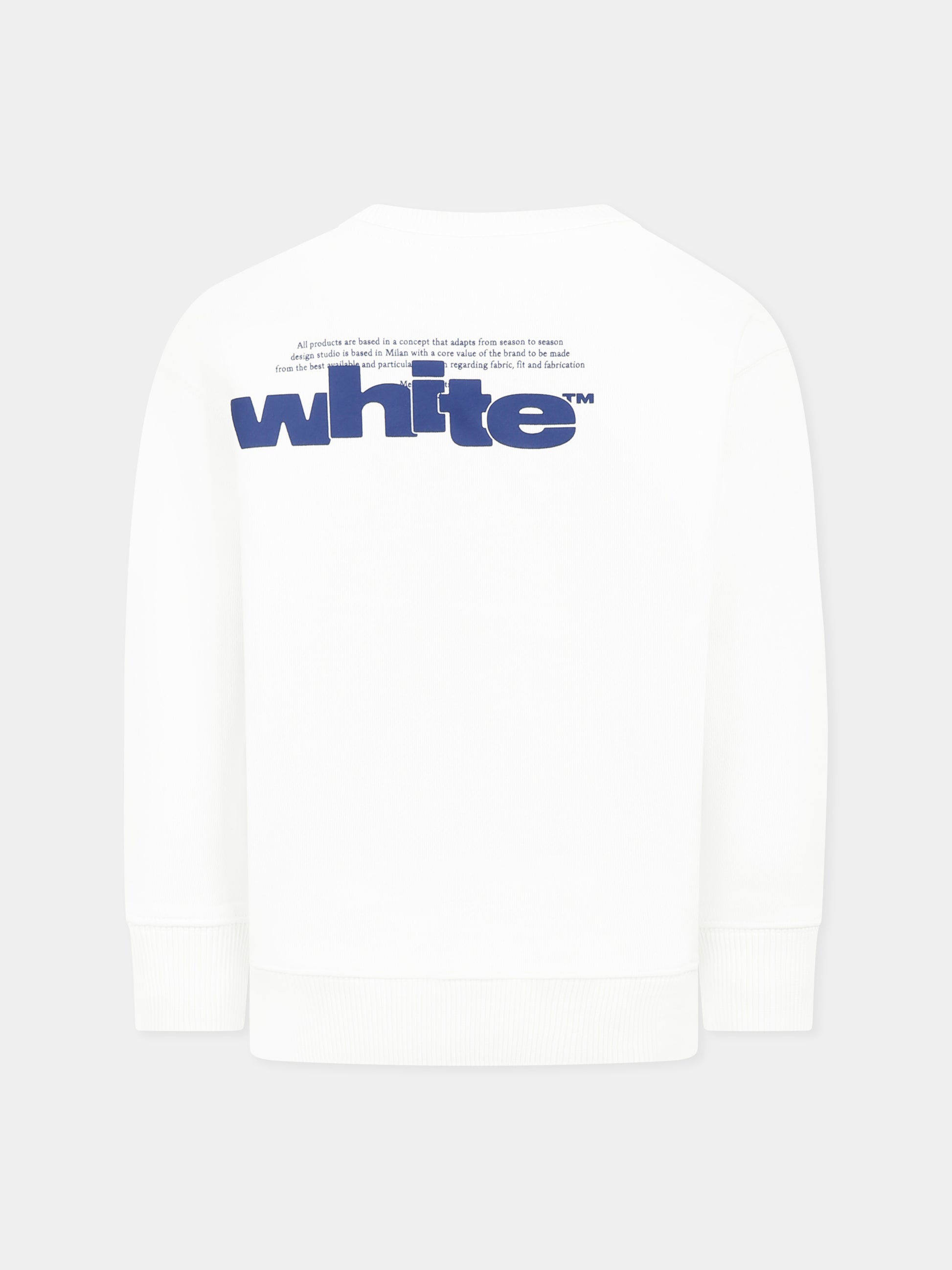 Felpa bianca per bambino con logo,Off White,OBBA001S25FLE0020145