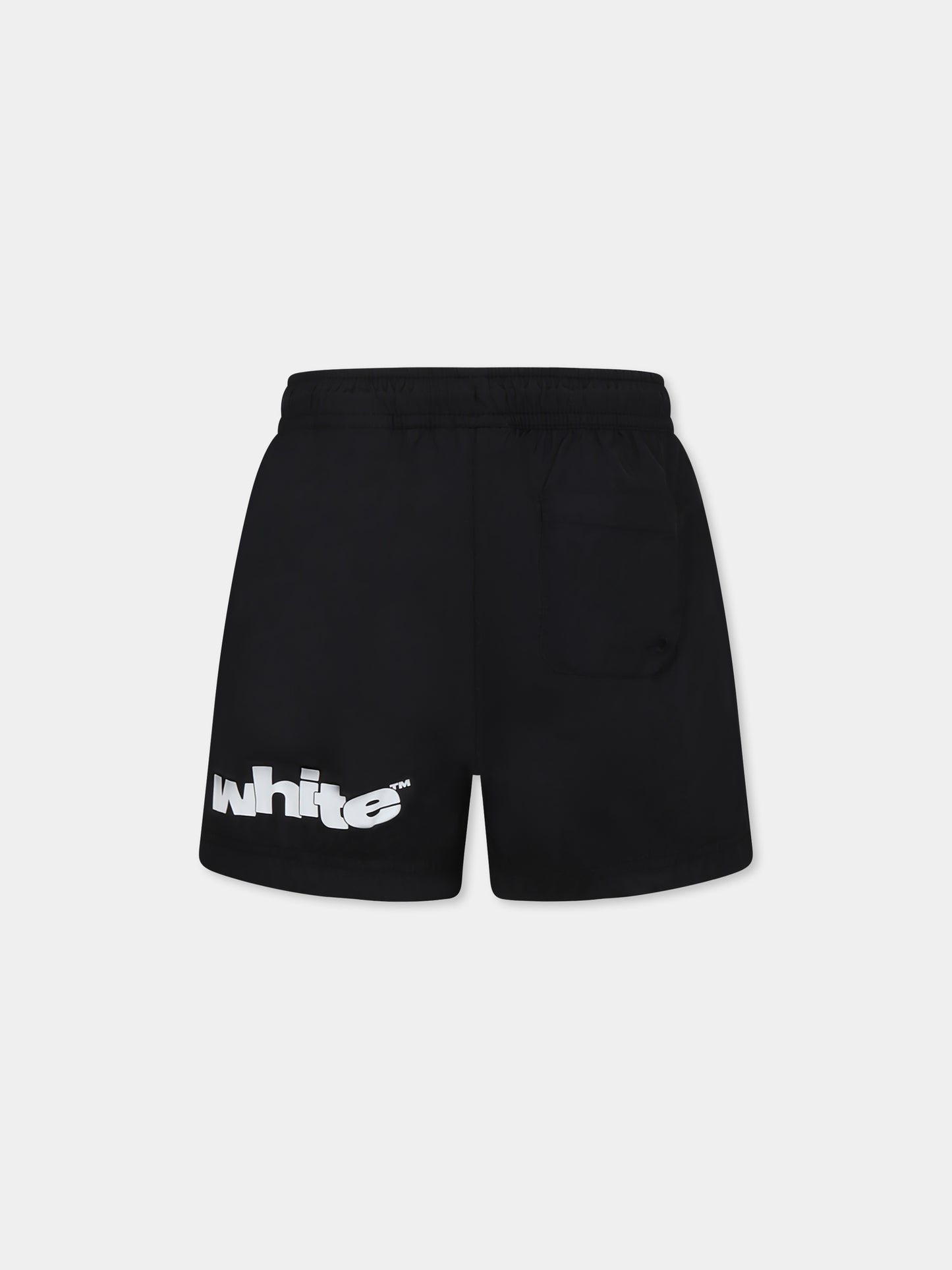 Boxer mare nero per bambino con logo,Off White,OBFA001S25FAB0011001