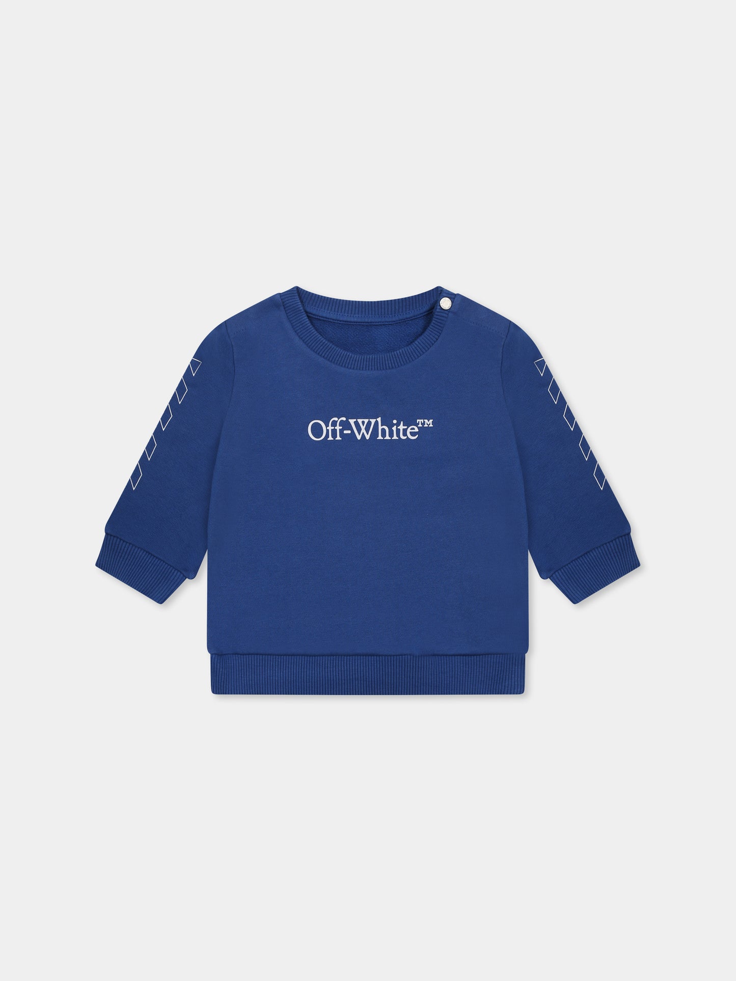Felpa blu per neonato con logo,Off White,OBXC001S25FLE0014501