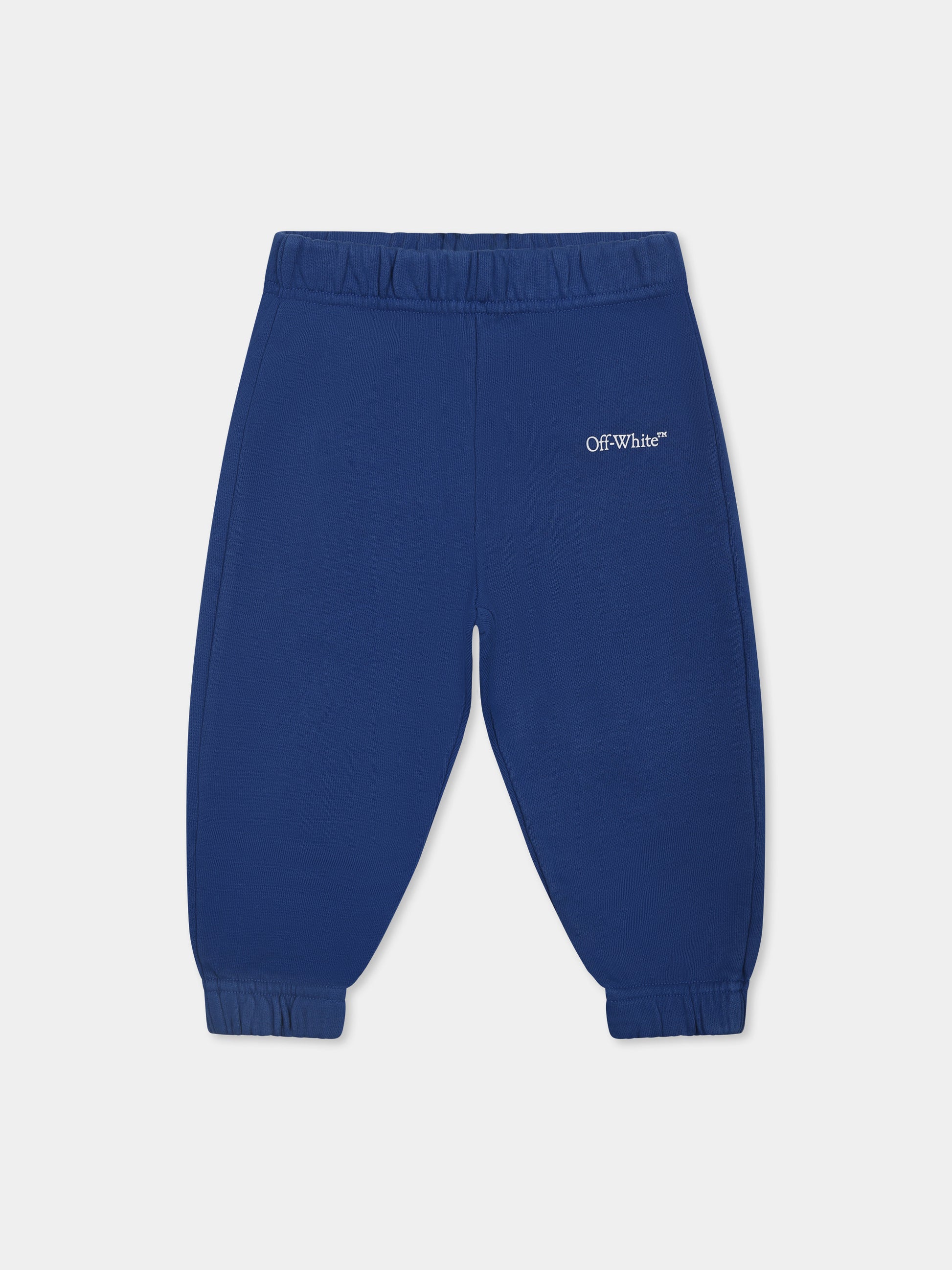 Pantaloni blu per neonato con logo,Off White,OBXD001S25FLE0014501