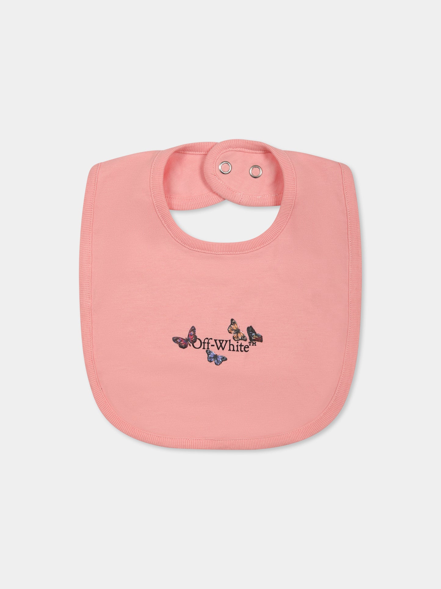 Set tutina rosa per neonata con logo e farfalle,Off White,OG2X006S25JER0013010