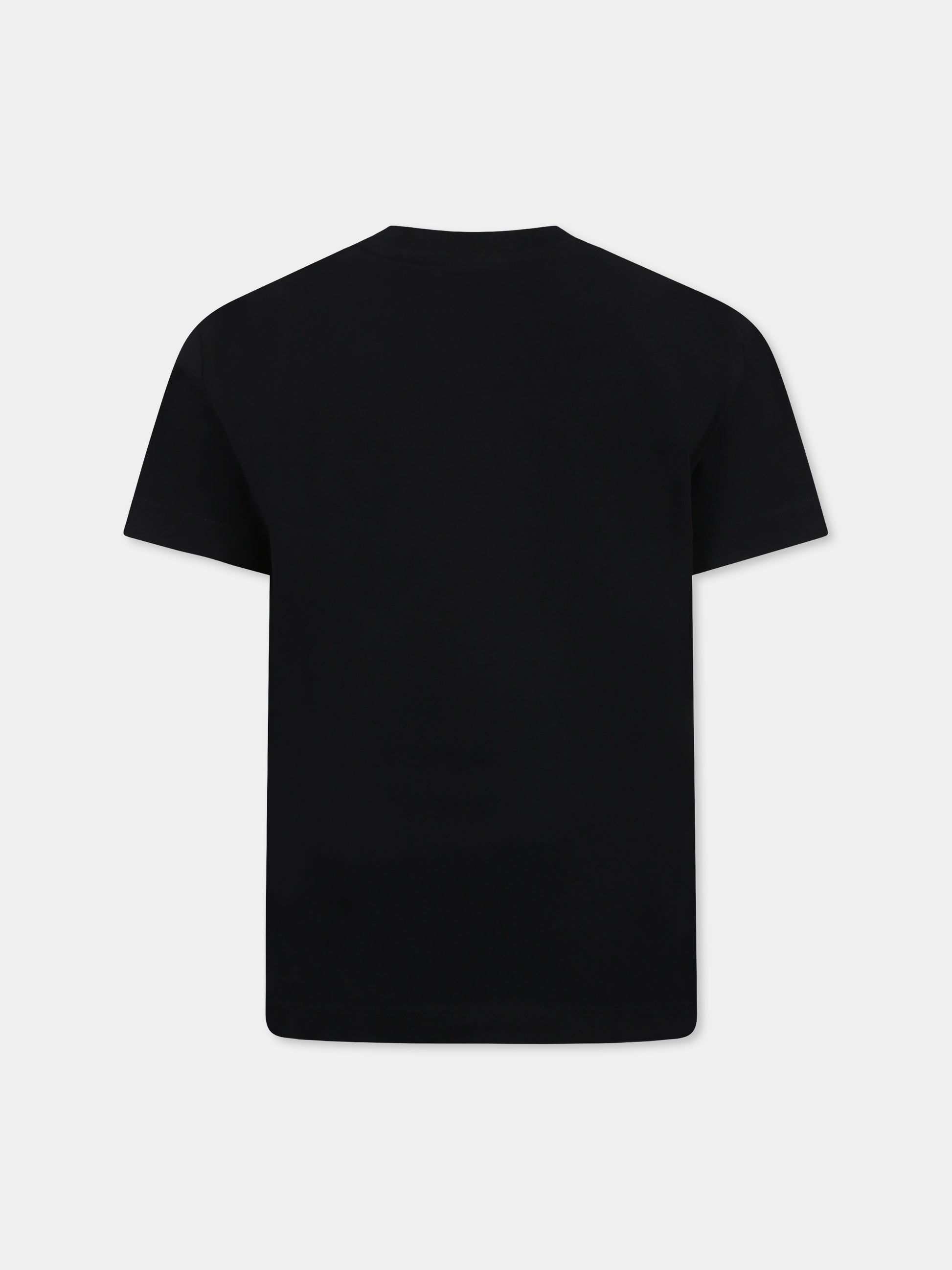 T-shirt nera per bambina con logo e farfalle,Off White,OGAA001S25JER0031001