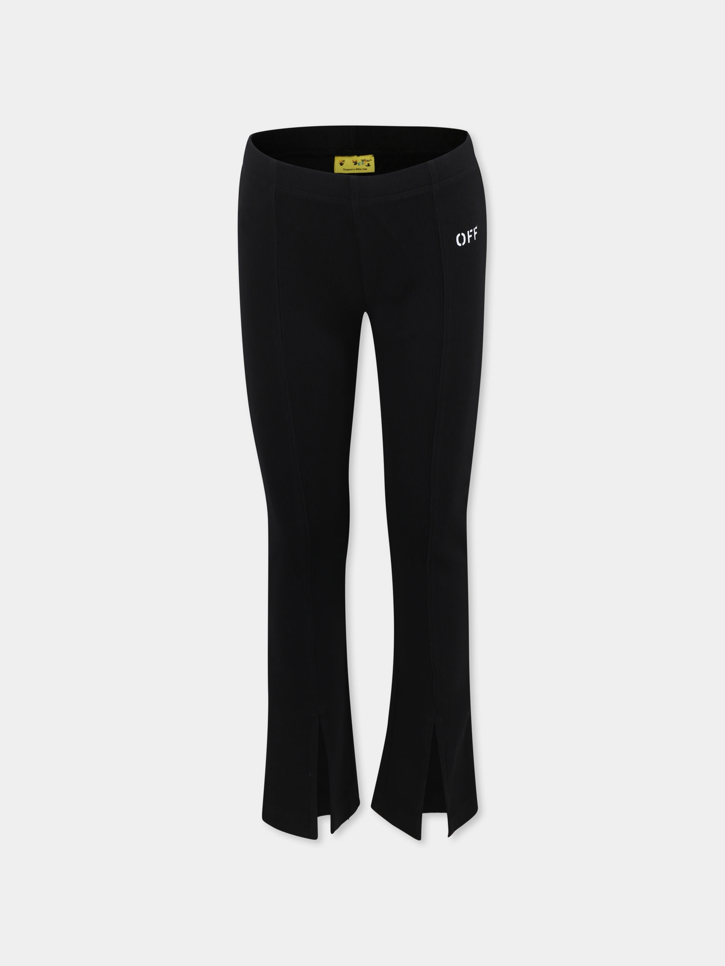 Leggings neri per bambina con logo,Off White,OGCA009S25JER0011001