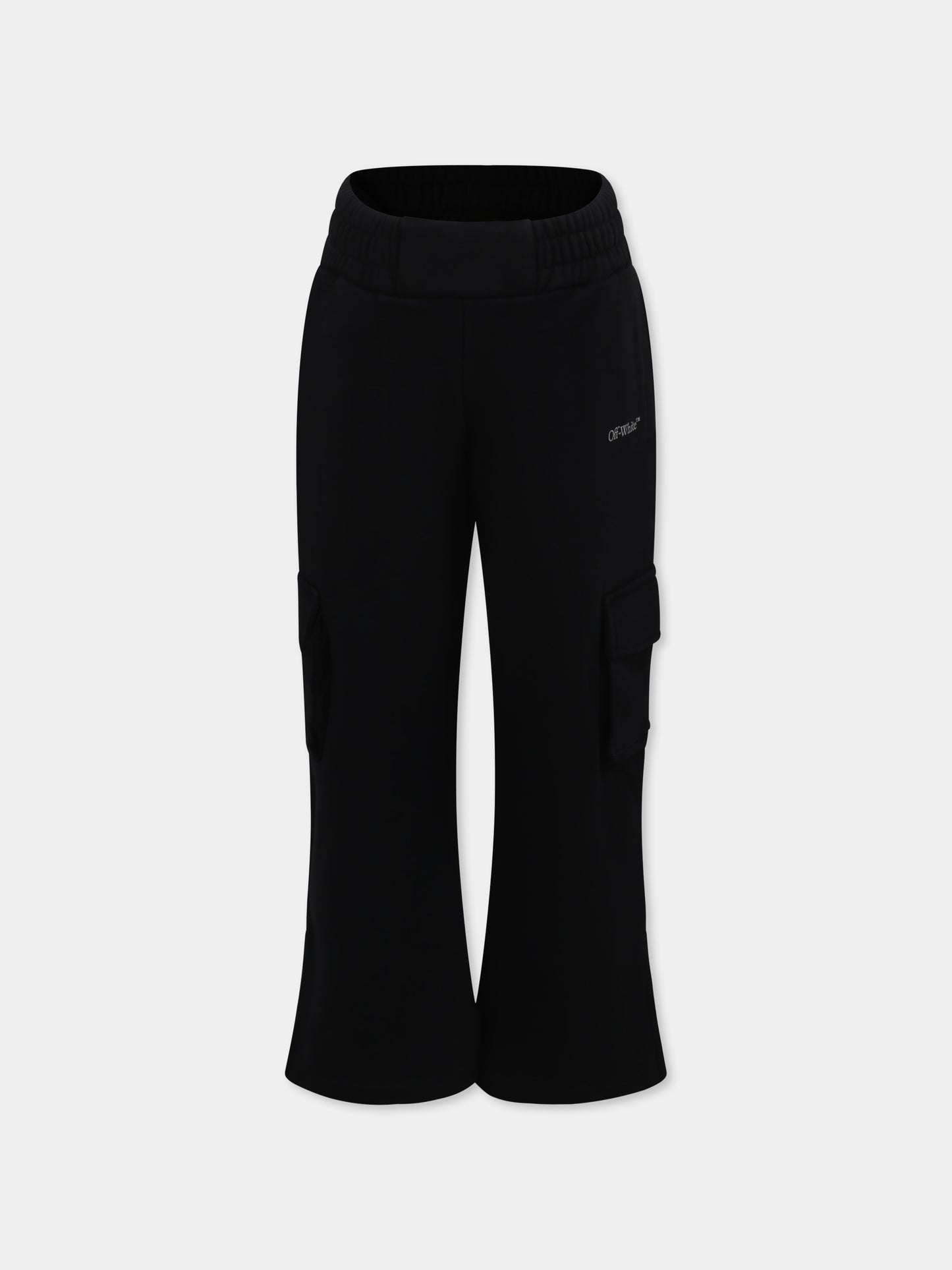 Pantaloni neri per bambina con logo,Off White,OGCH00BS25FLE0011072