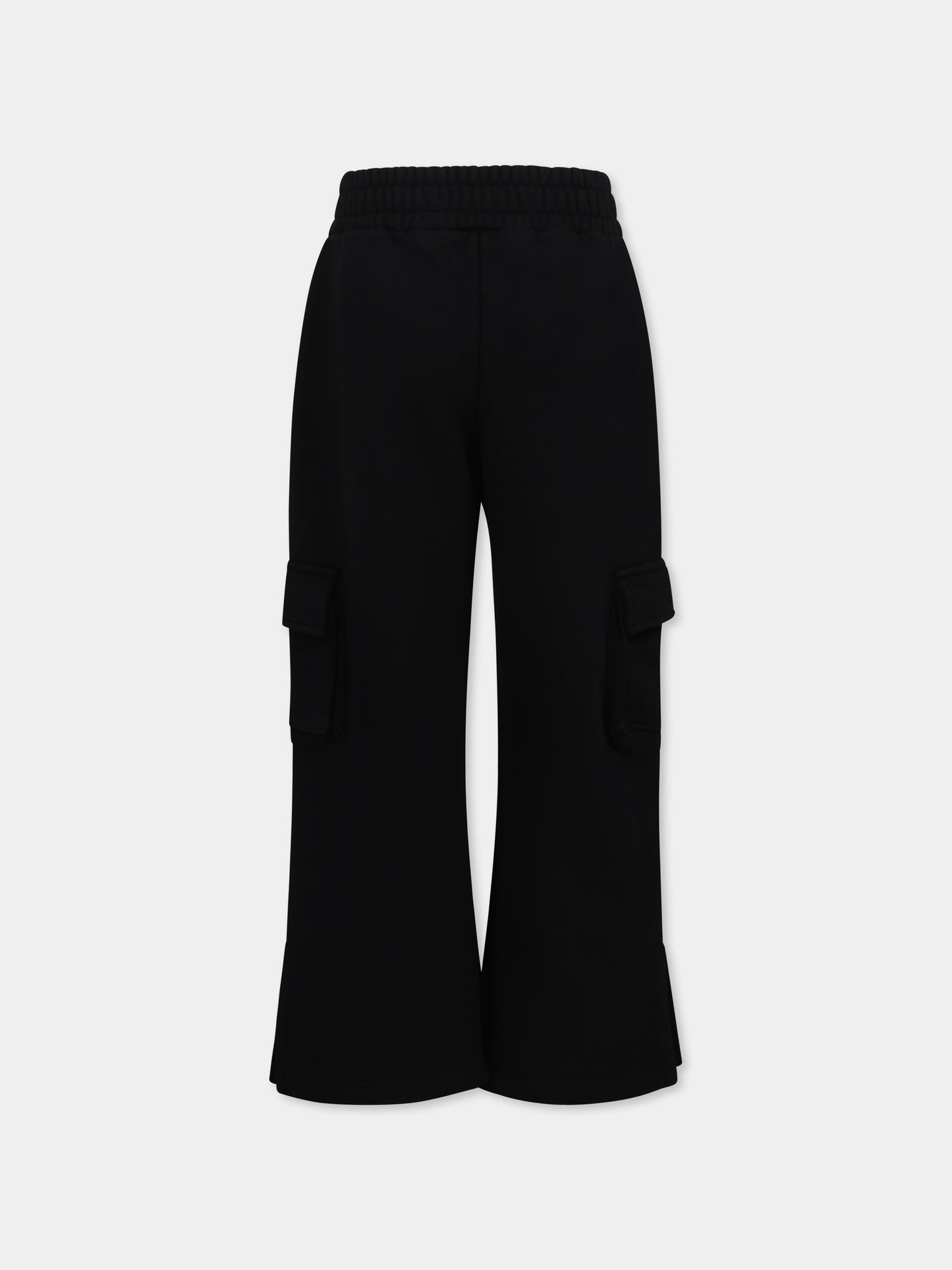 Pantaloni neri per bambina con logo,Off White,OGCH00BS25FLE0011072