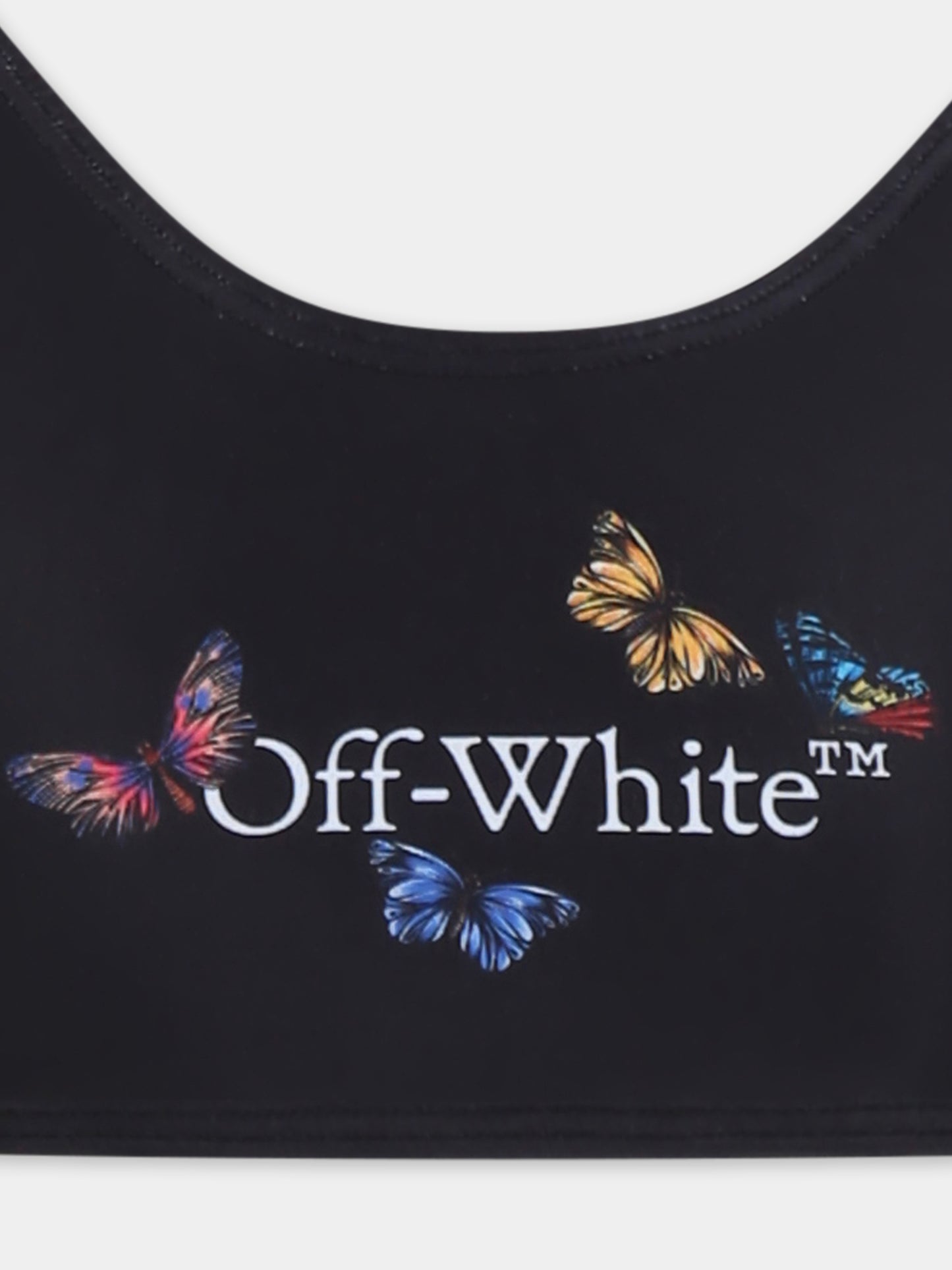 Bikini nero per bambina con logo e farfalle,Off White,OGFA014S25JER0011001