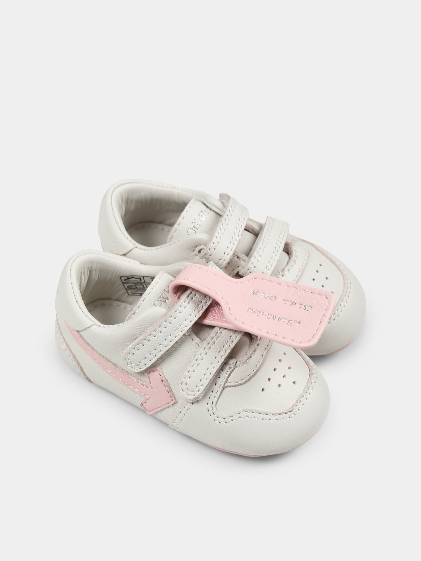 Sneakers avorio per neonata con freccia,Off White,OGIX001S25LEA001013C