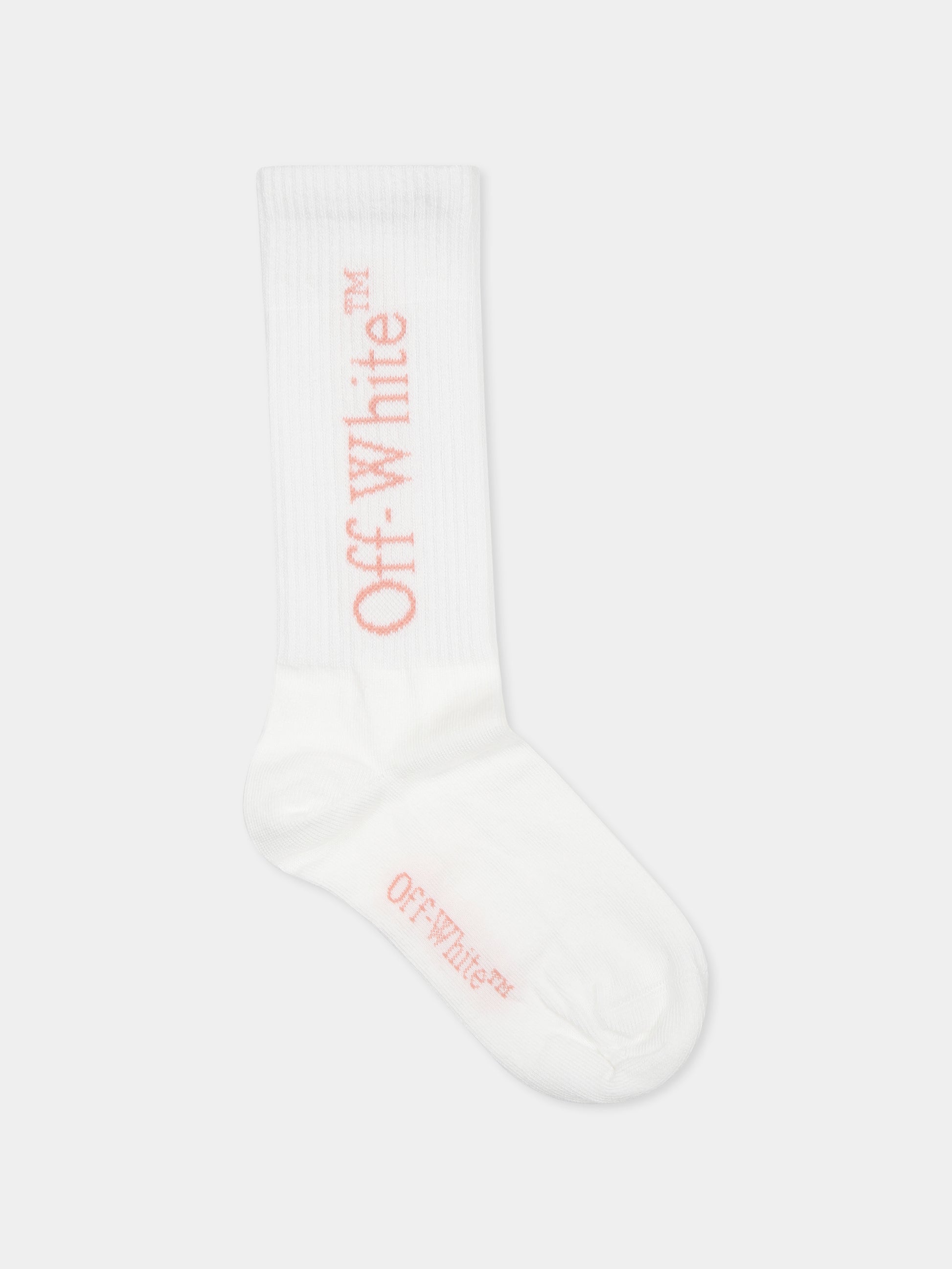 Calze bianche per bambina con logo,Off White,OGRA003S25KNI0010130