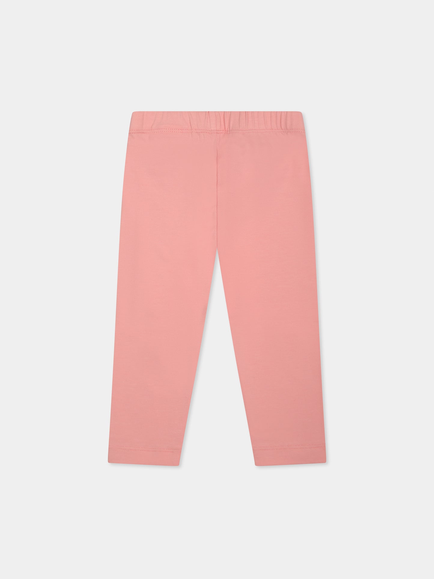 Pink leggings for baby girl with logo