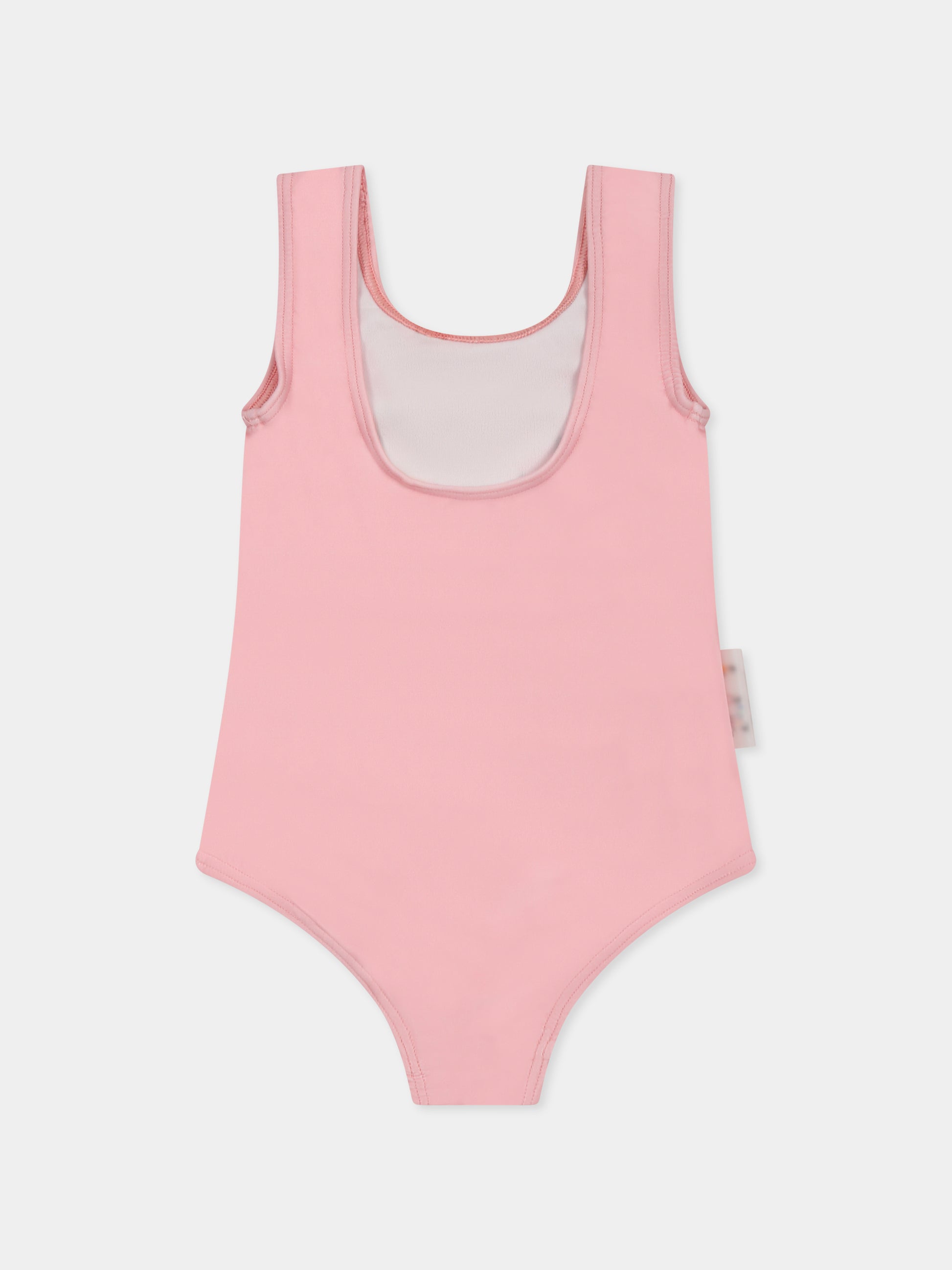 Costume intero rosa per neonata con logo e farfalle,Off White,OGX6002S25JER0013010