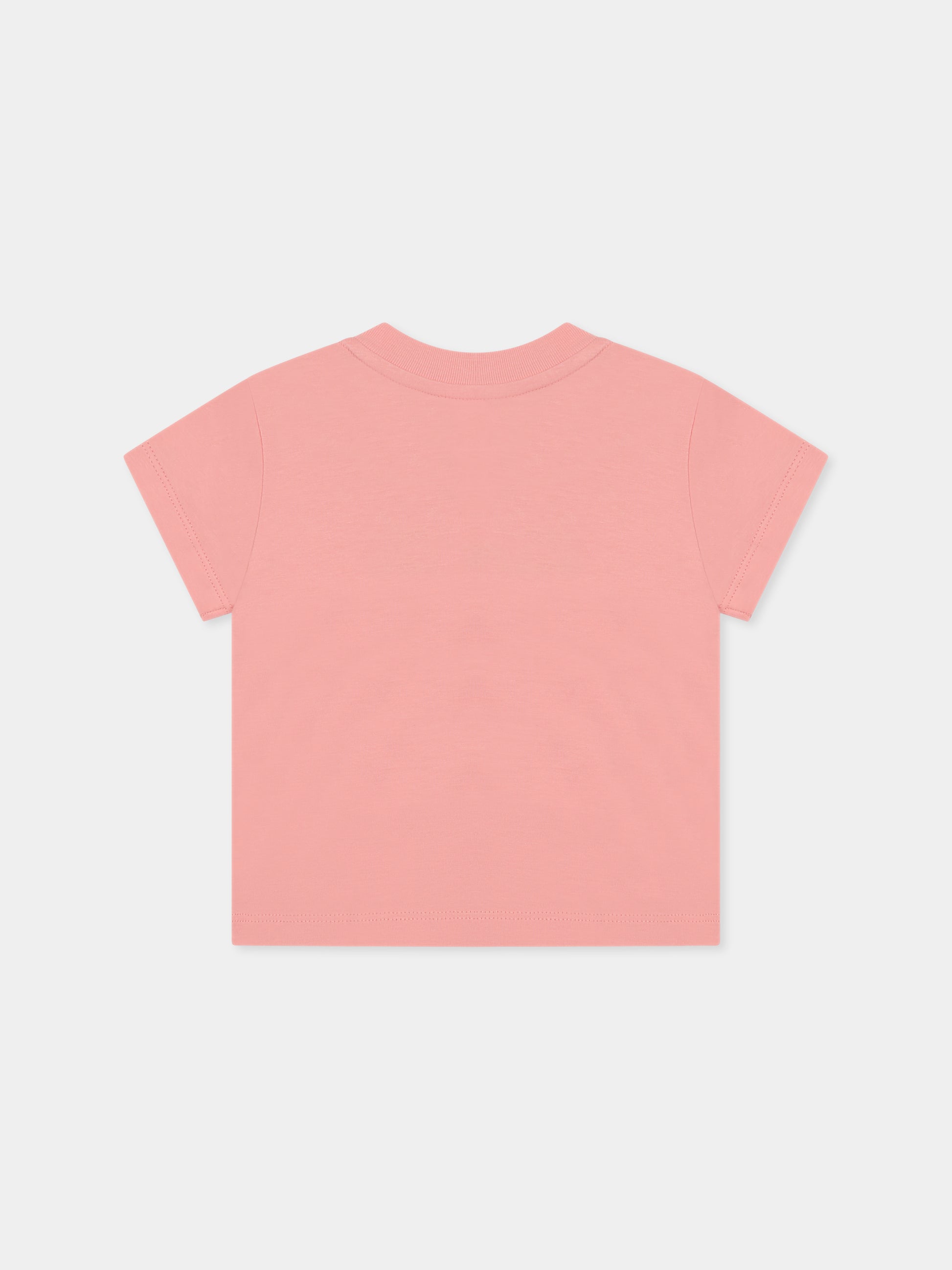 T-shirt rosa per neonata con logo e farfalle,Off White,OGXB001S25JER0023010