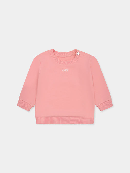 Felpa rosa per neonata con logo,Off White,OGXC001S25FLE0033001