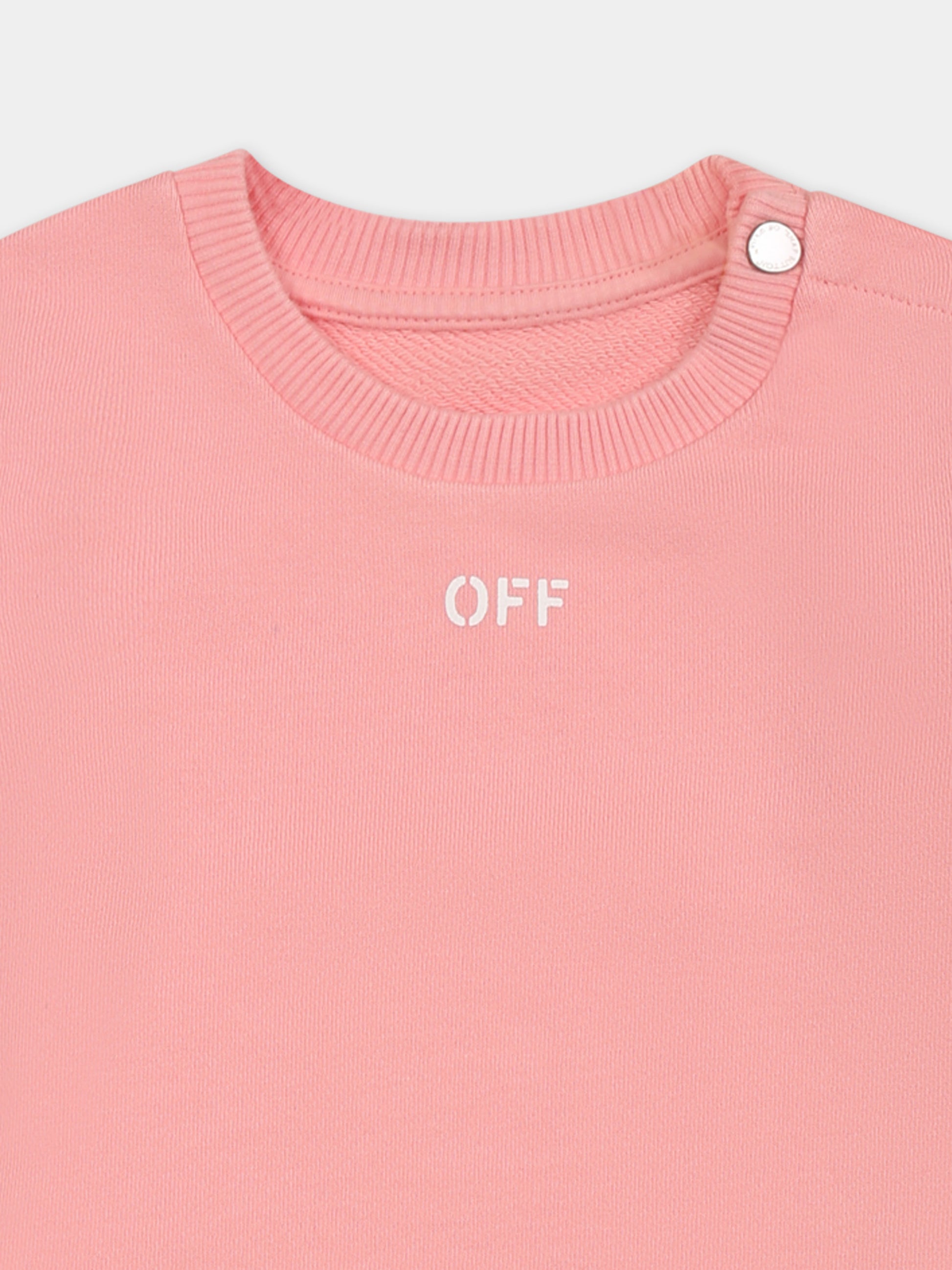 Felpa rosa per neonata con logo,Off White,OGXC001S25FLE0033001