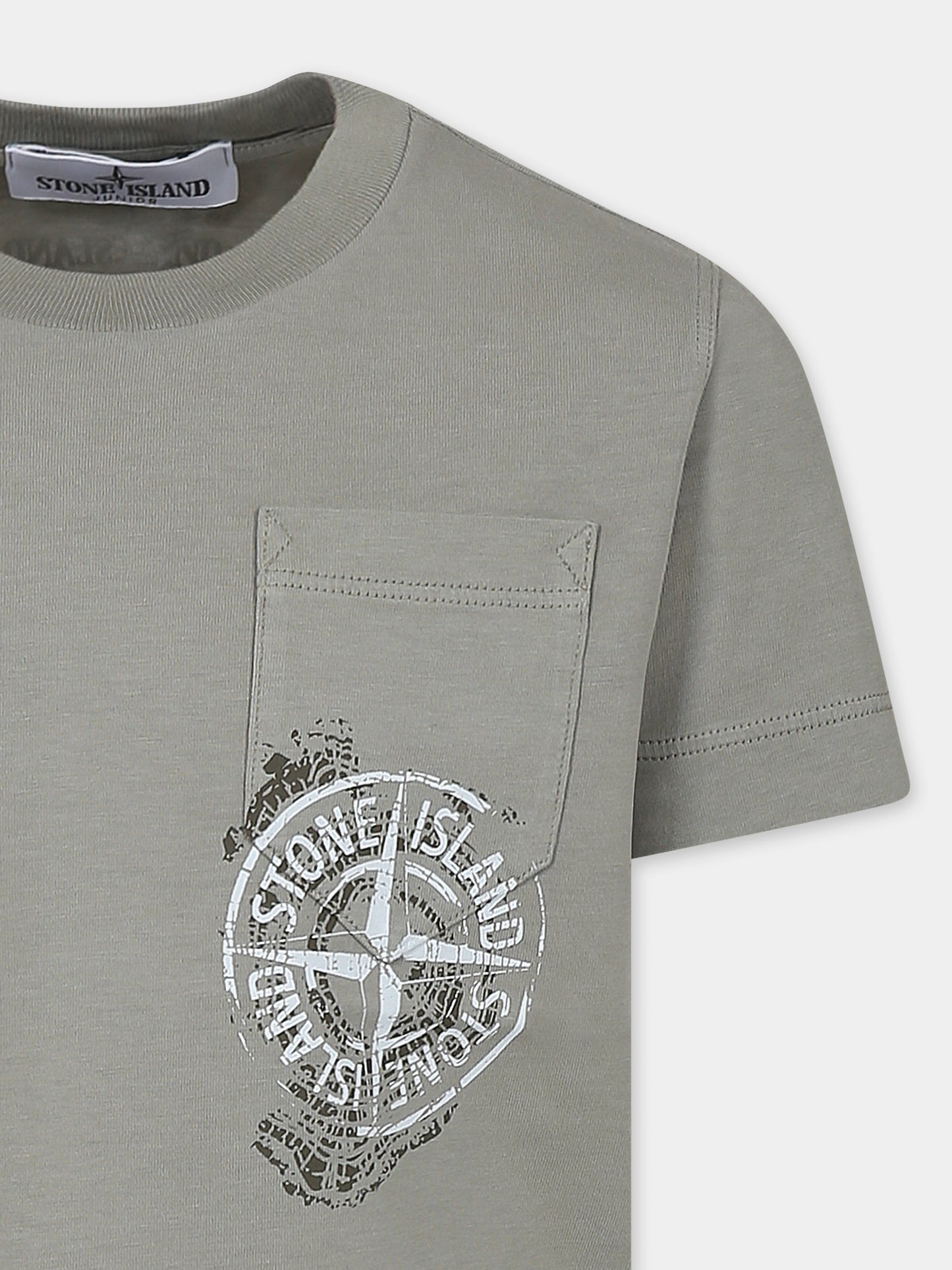 T-shirt bianca per bambino con stampa bussola,Stone Island Junior,K1S16 2100012 S0129 V0068