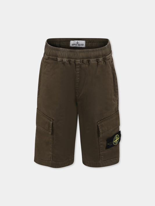 Shorts verdi per bambino con bussola,Stone Island Junior,K1S16 L100001 S0012 V0054