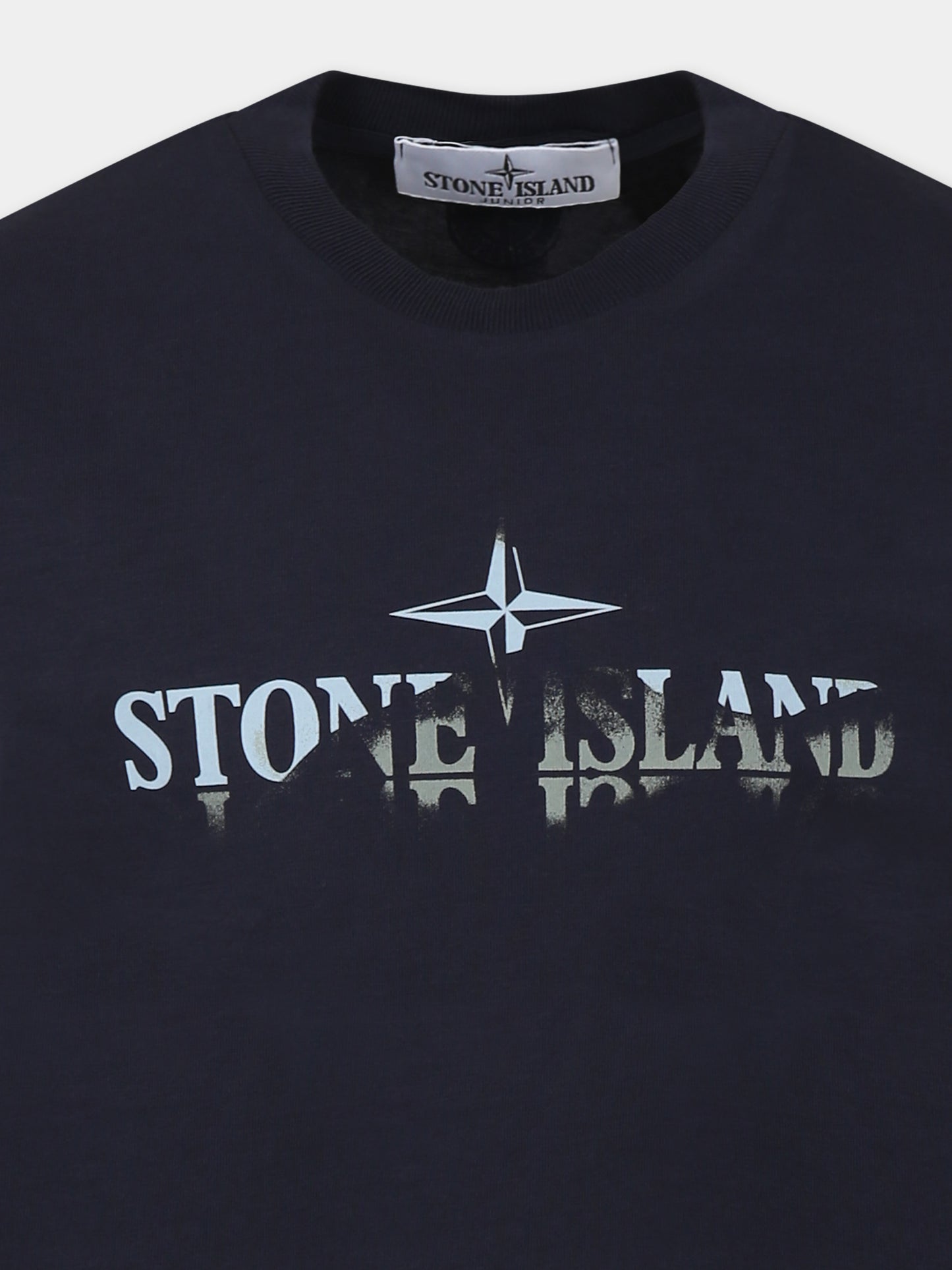 T-shirt blu per bambino con stampa bussola,Stone Island Junior,K1S16 2100010 S0150 V0020