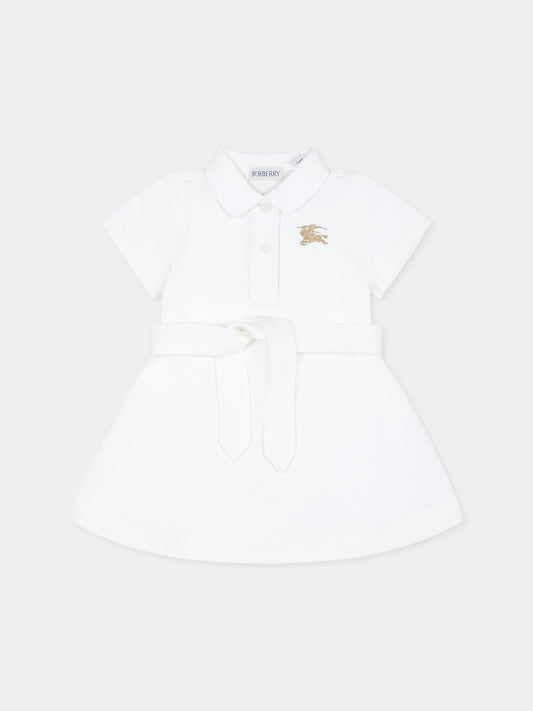 Vestito bianco per neonata con cavaliere equestre,Burberry Kids,8100494 A1464