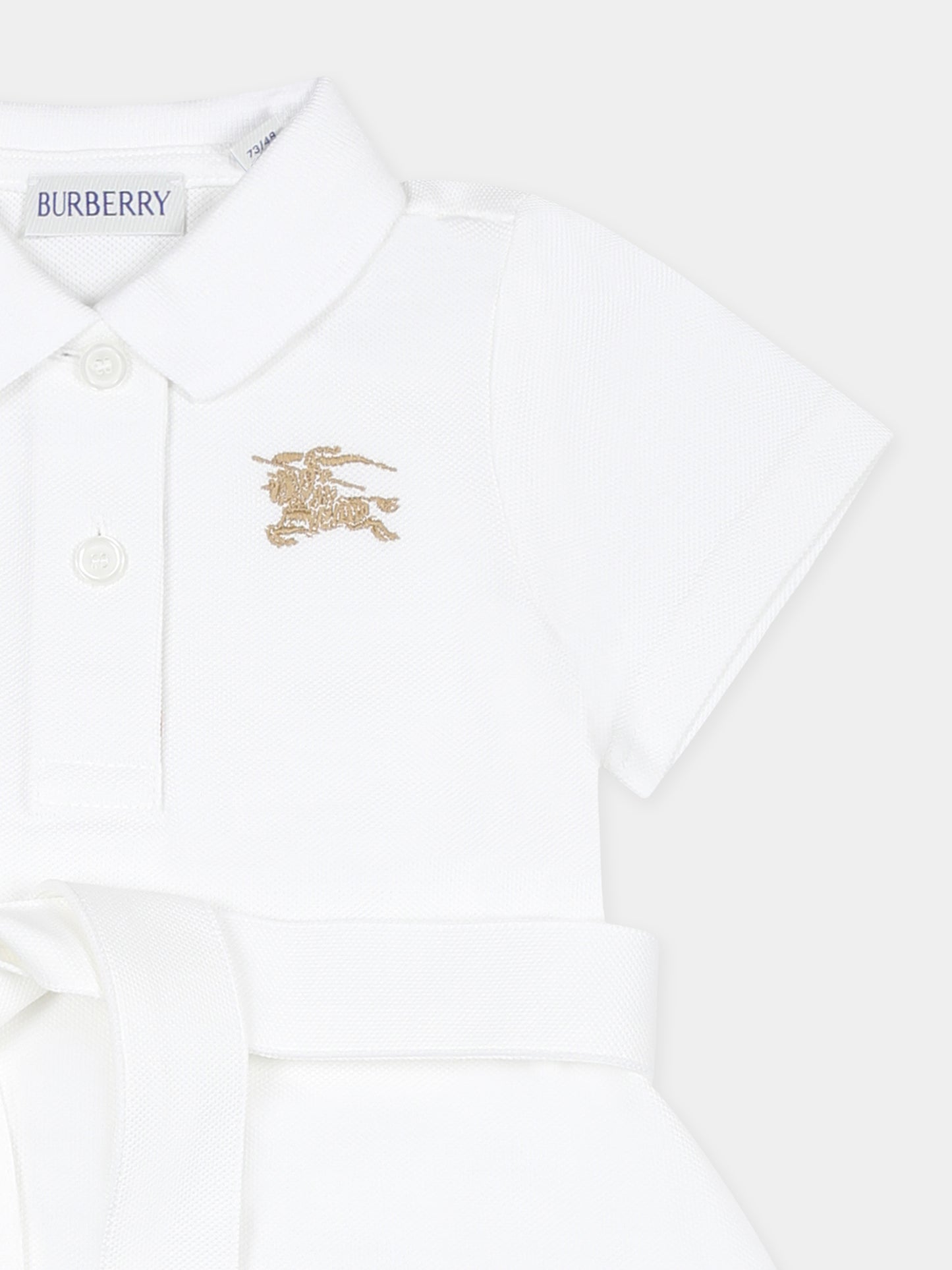 Vestito bianco per neonata con cavaliere equestre,Burberry Kids,8100494 A1464