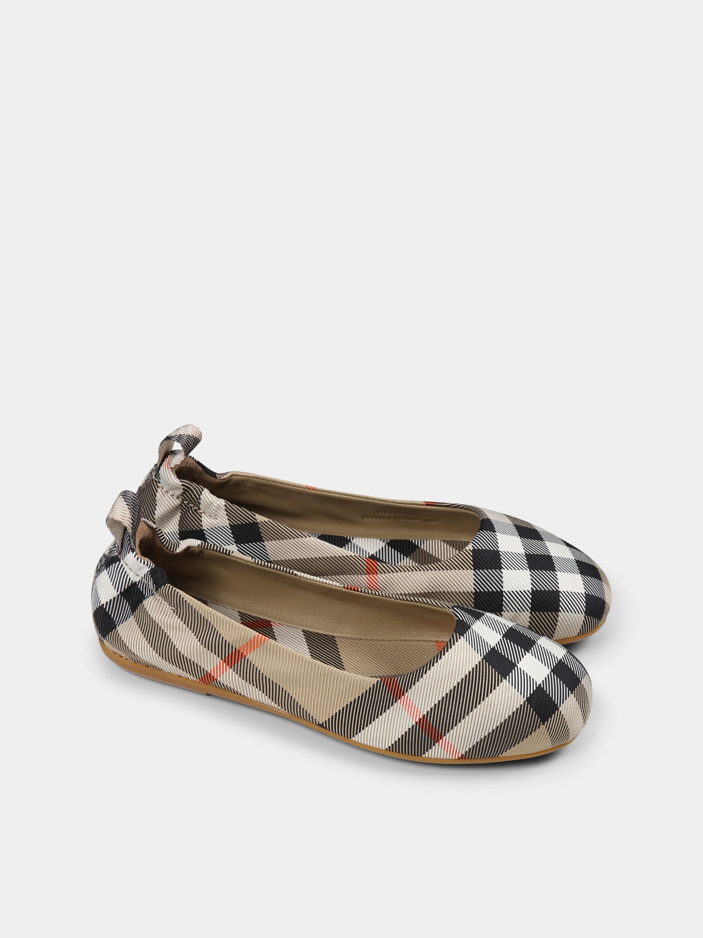 Ballerine beige per bambina con check vintage,Burberry Kids,8099960 B9368