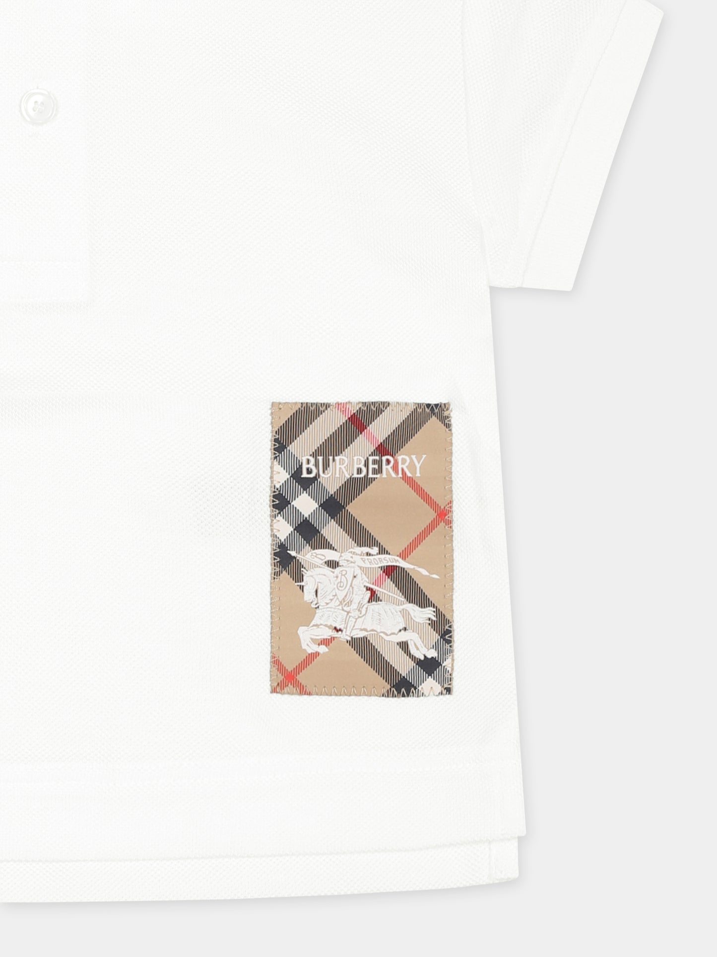 Polo bianca per neonato con cavaliere equestre,Burberry Kids,8100555 A1464