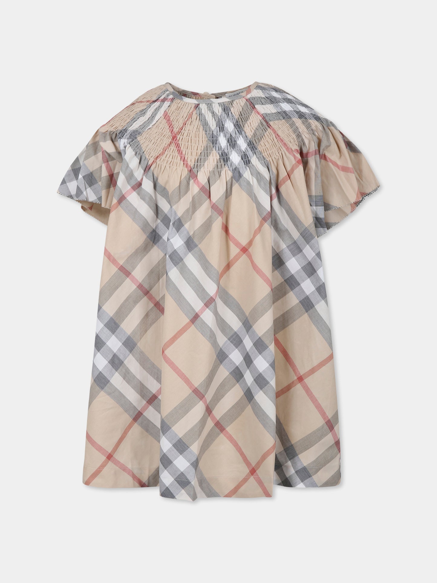 Vestito beige per bambina con check vintage,Burberry Kids,8100058 A2205