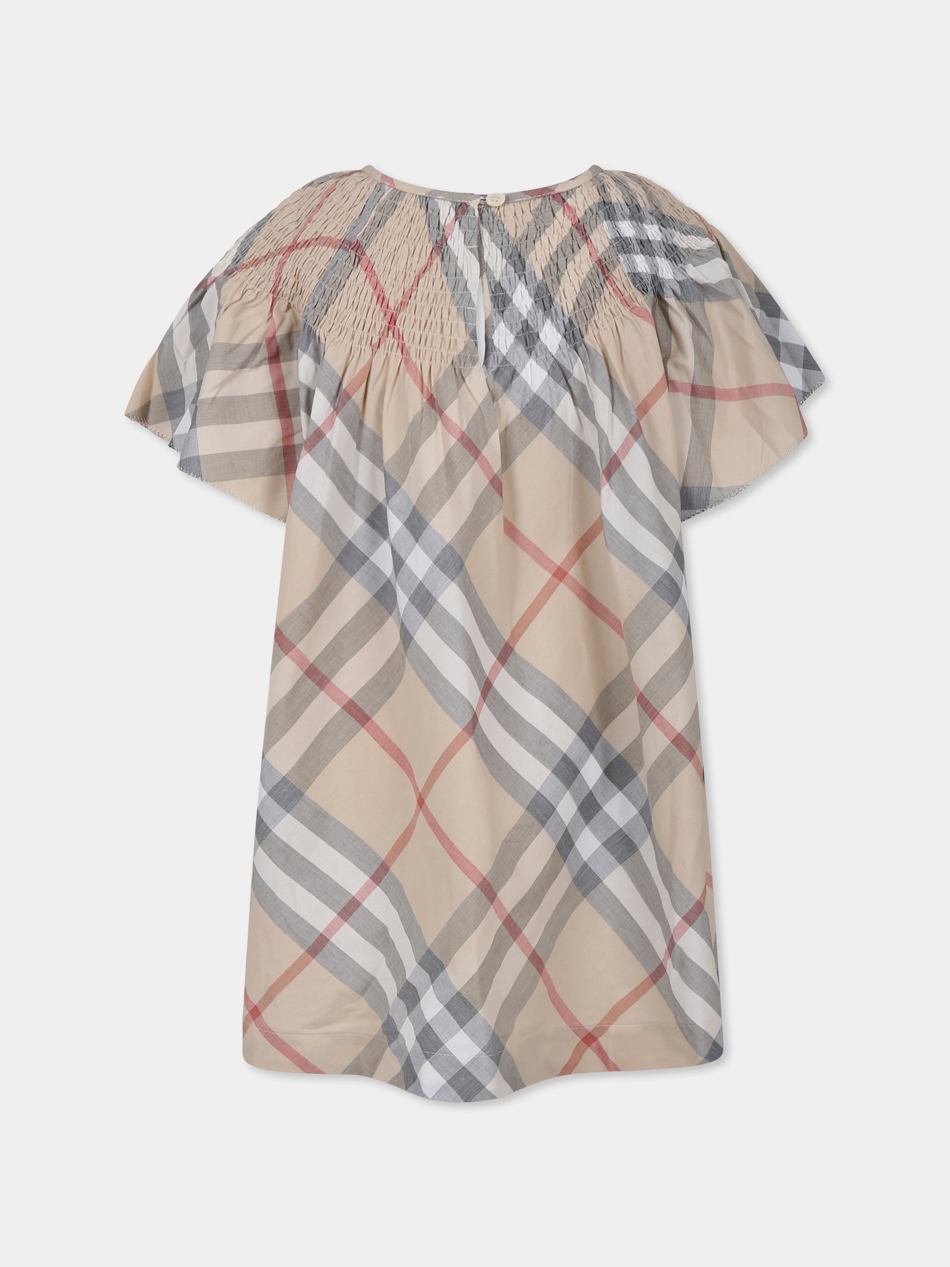 Vestito beige per bambina con check vintage,Burberry Kids,8100058 A2205