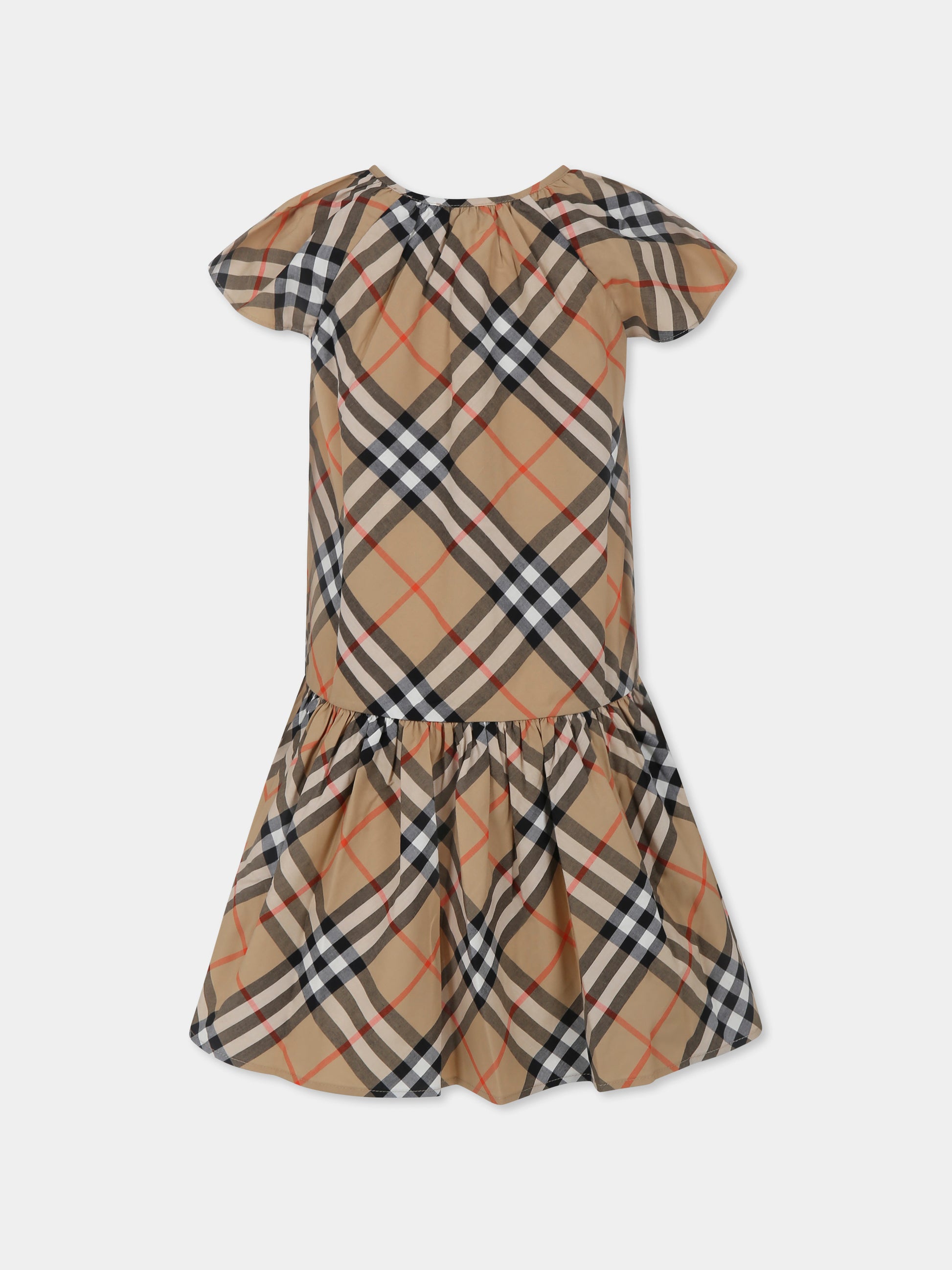 Vestito beige per bambina con check vintage,Burberry Kids,8100990 B9368