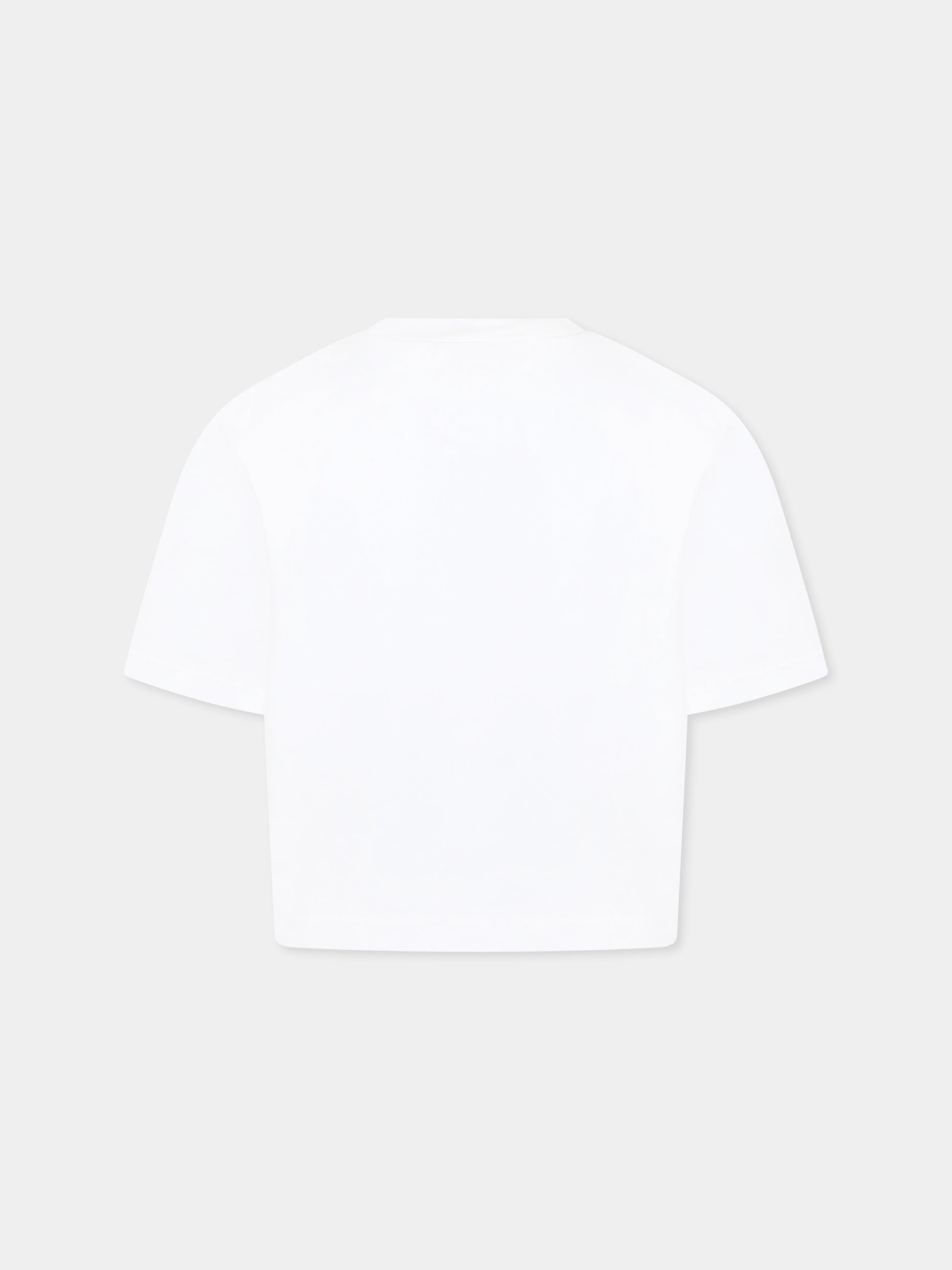 T-shirt bianca crop per bambina con logo,Marni Kids,M01444 M00V4 MT280F 0M100