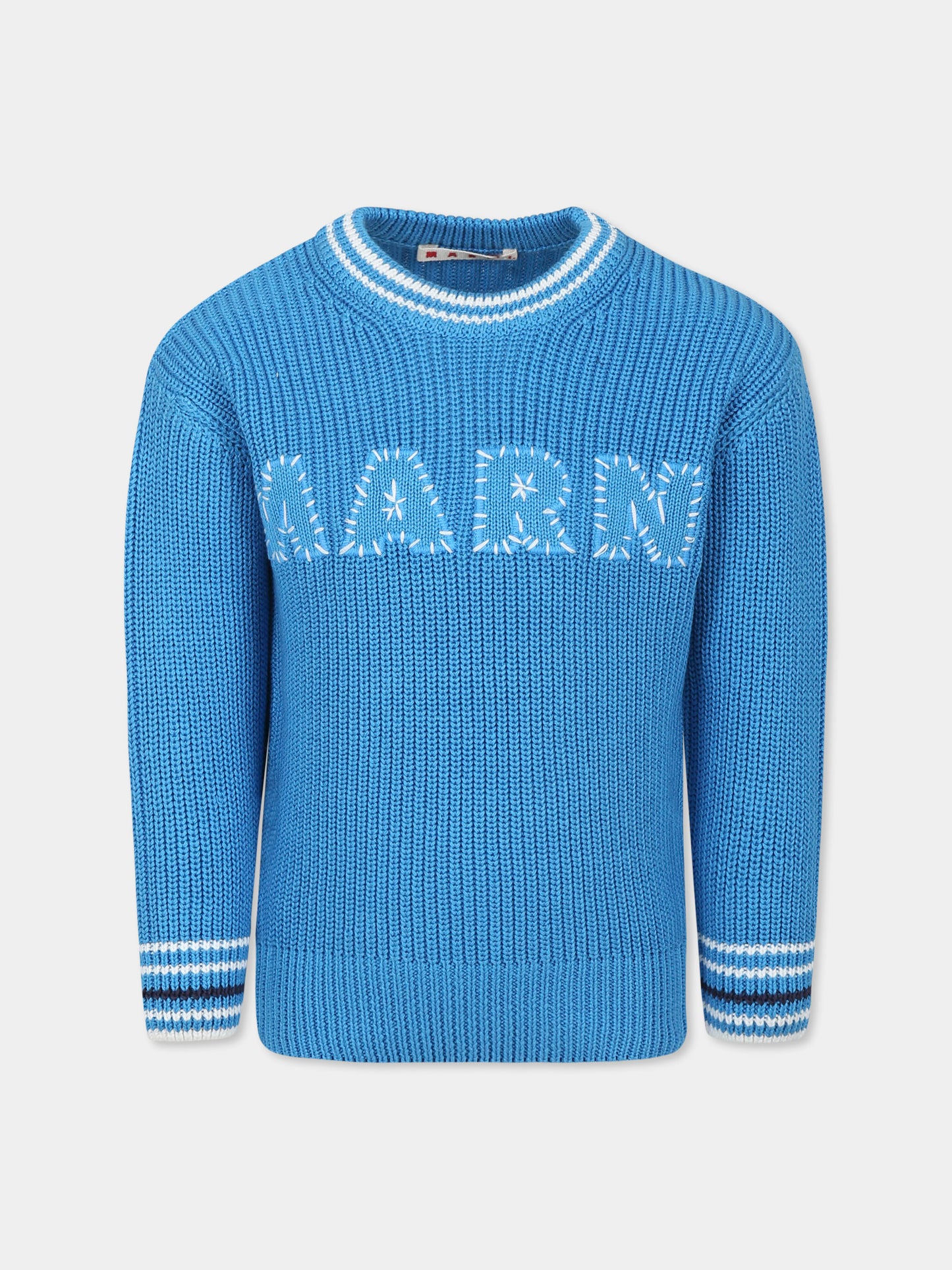 Maglione azzurro per bambini con logo,Marni Kids,M01372 M00UG MK151U 0M853