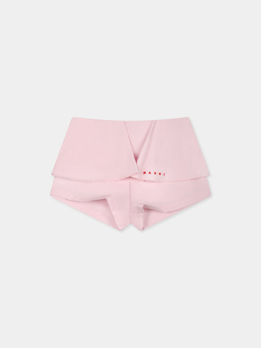 Shorts rosa per neonata con logo rosso ricamato,Marni Kids,M01461 M00UW MP191B 0M347