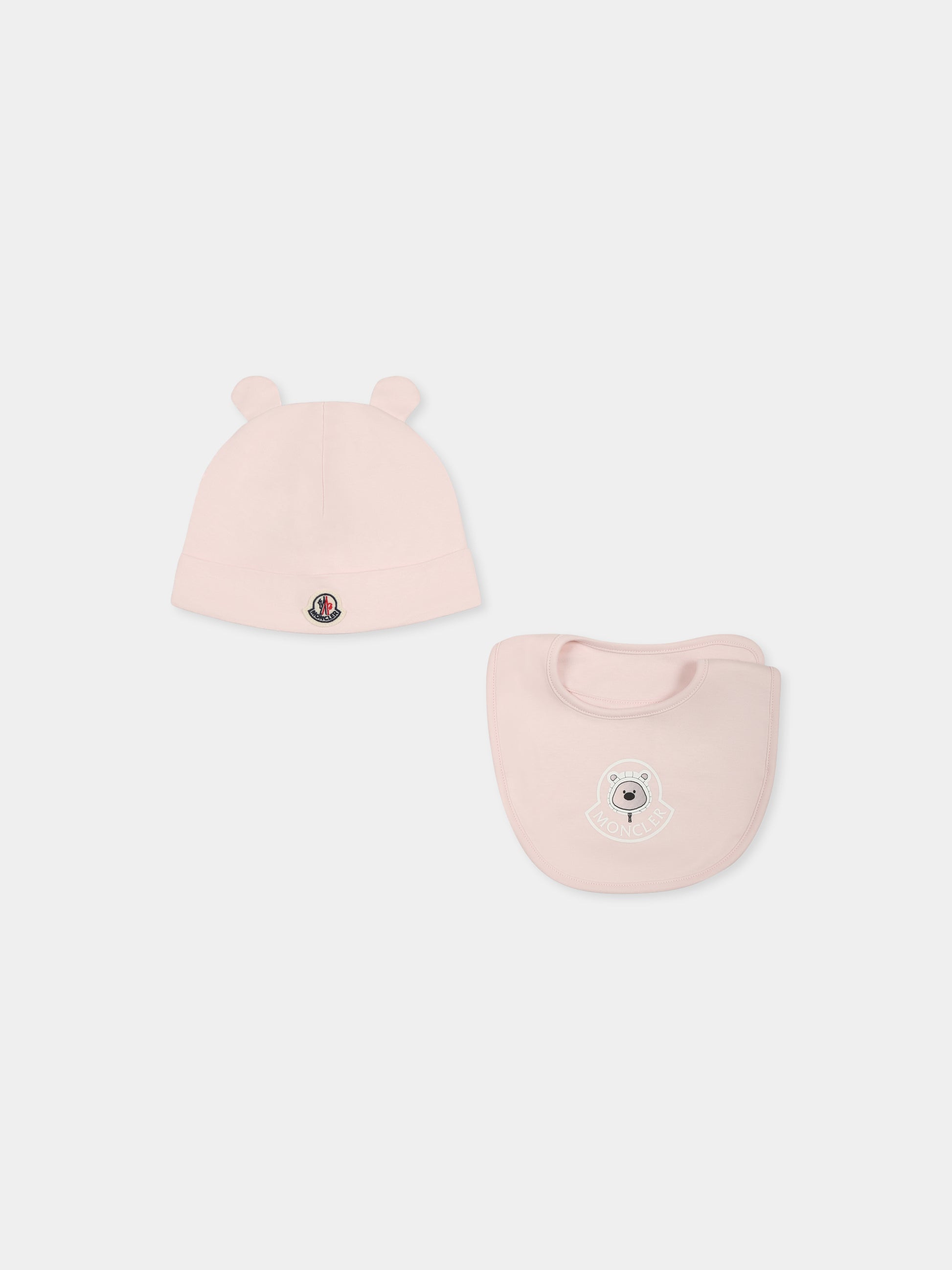 Set accessori rosa per neonata con logo,Moncler Kids,K1951 3G00001 8392E 529