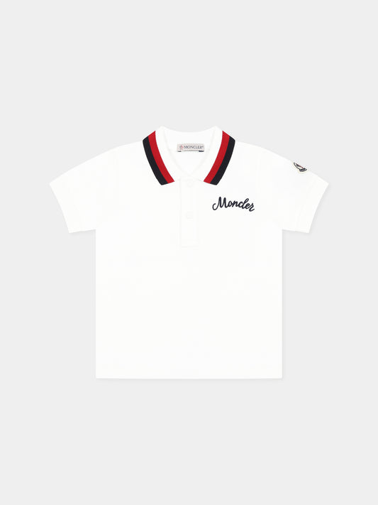 Polo bianca per neonato con logo,Moncler Kids,K1951 8A00001 89AL2 034