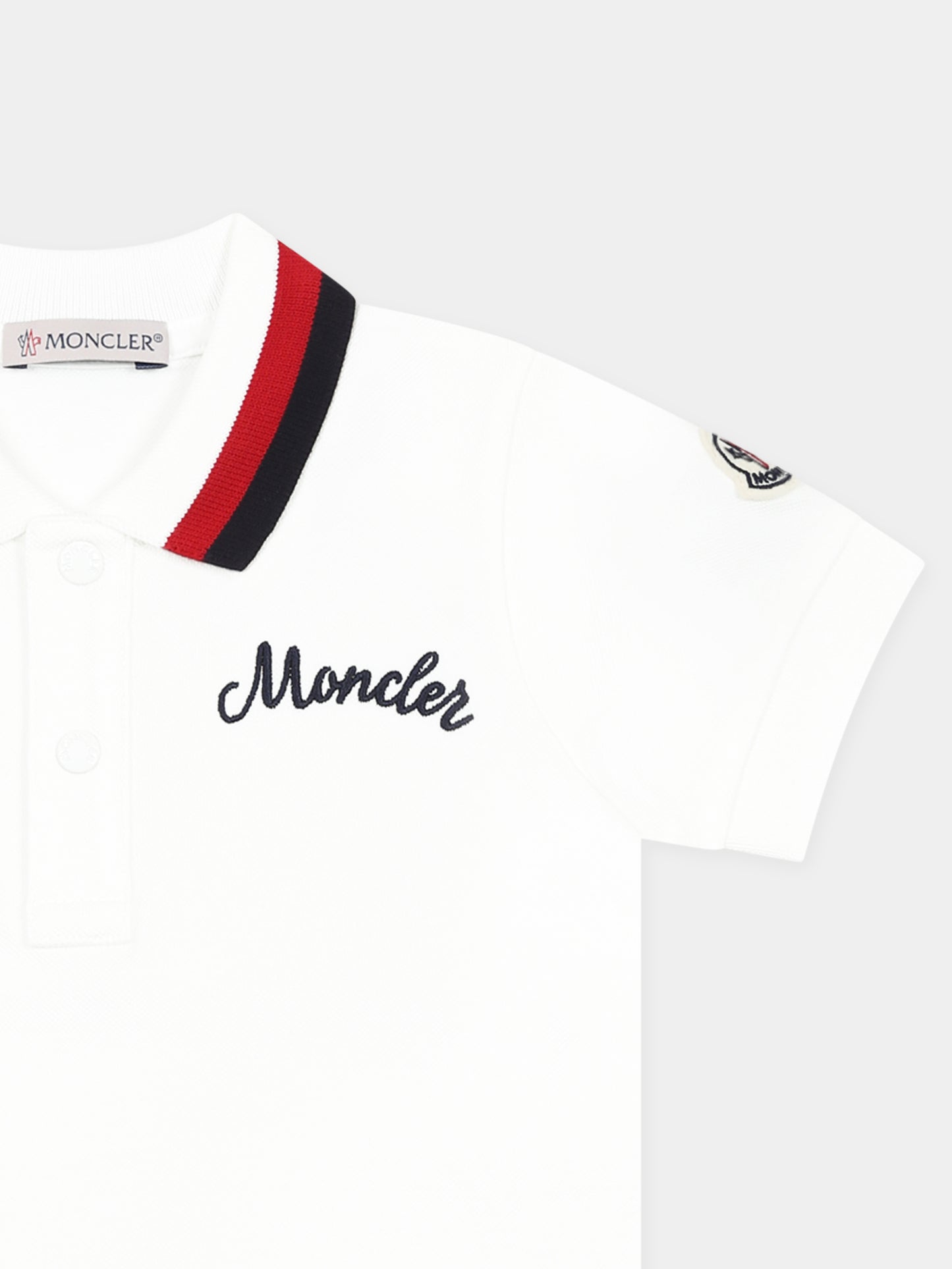 Polo bianca per neonato con logo,Moncler Kids,K1951 8A00001 89AL2 034