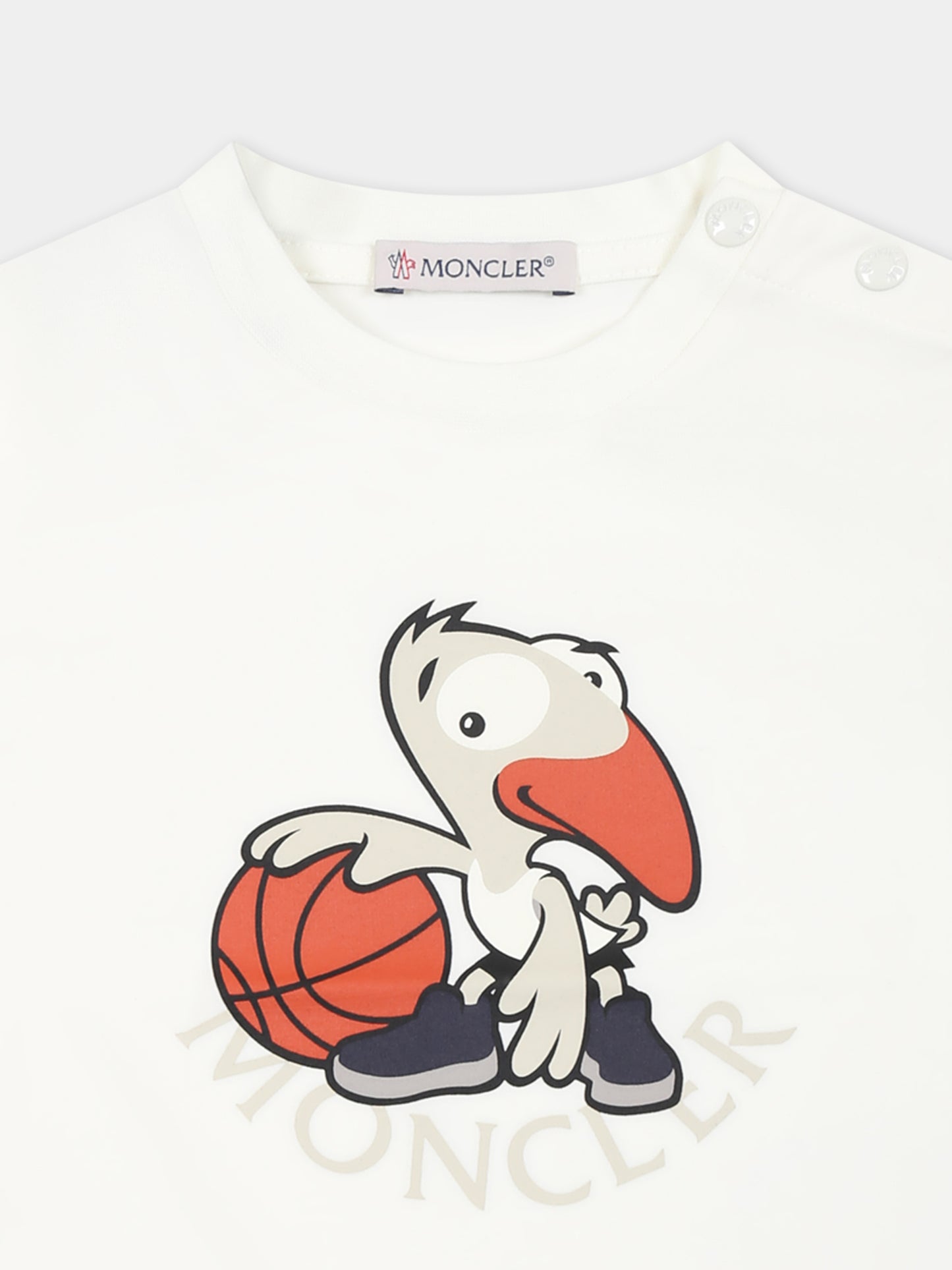 T-shirt bianca per neonato con logo e stampa,Moncler Kids,K1951 8C00001 8790N 034