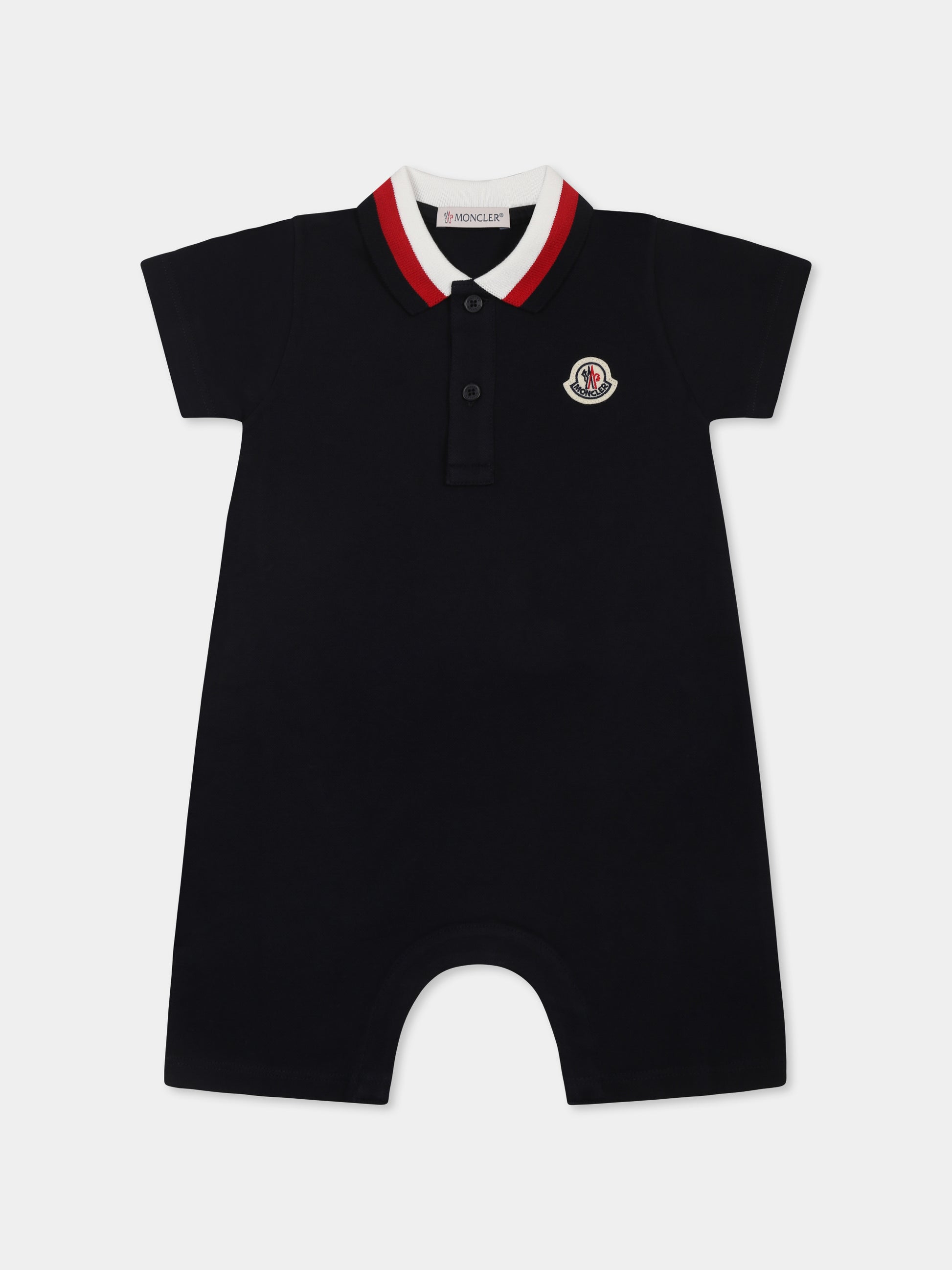 Pagliaccetto blu per neonato con logo,Moncler Kids,K1951 8L00005 89AL2 778