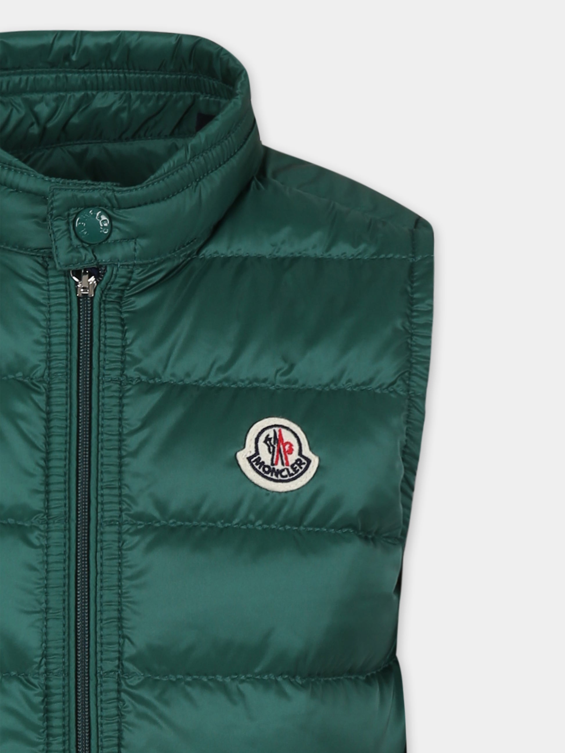 Gilet Gui verde per bambino con logo,Moncler Kids,K1954 1A00052 597YF 84L