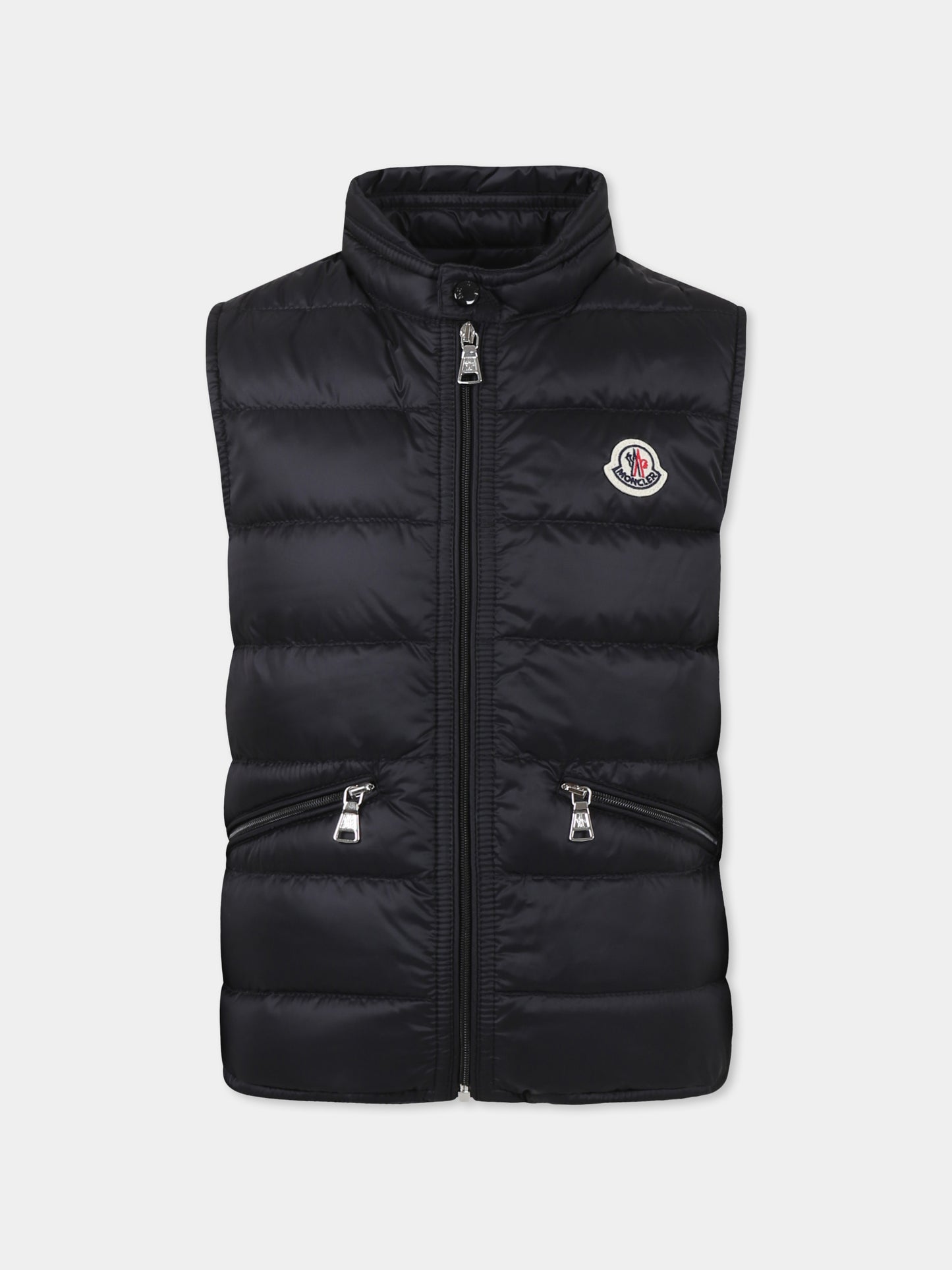 Gilet Gui nero per bambino con logo,Moncler Kids,K1954 1A00052 597YF 999