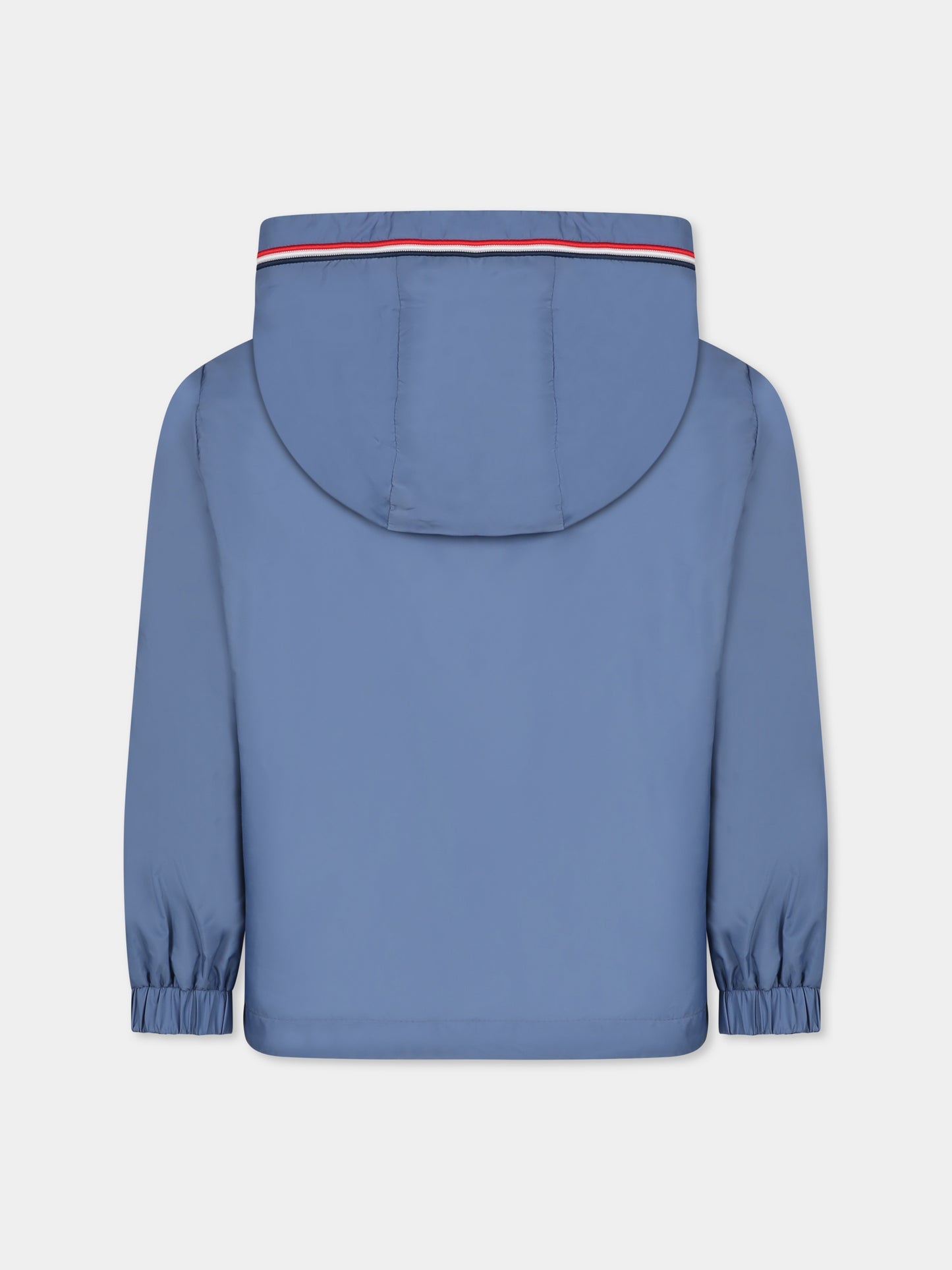 Light blue windbreaker jacket for boy with logo