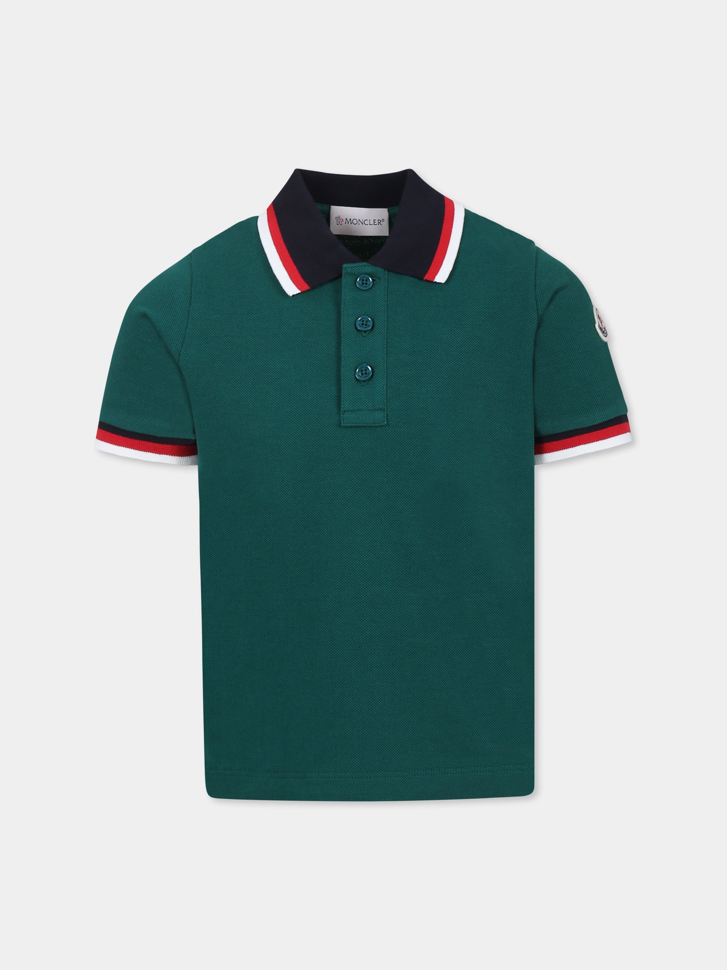 Polo verde per bambino con logo,Moncler Kids,K1954 8A00002 89ALK 84H