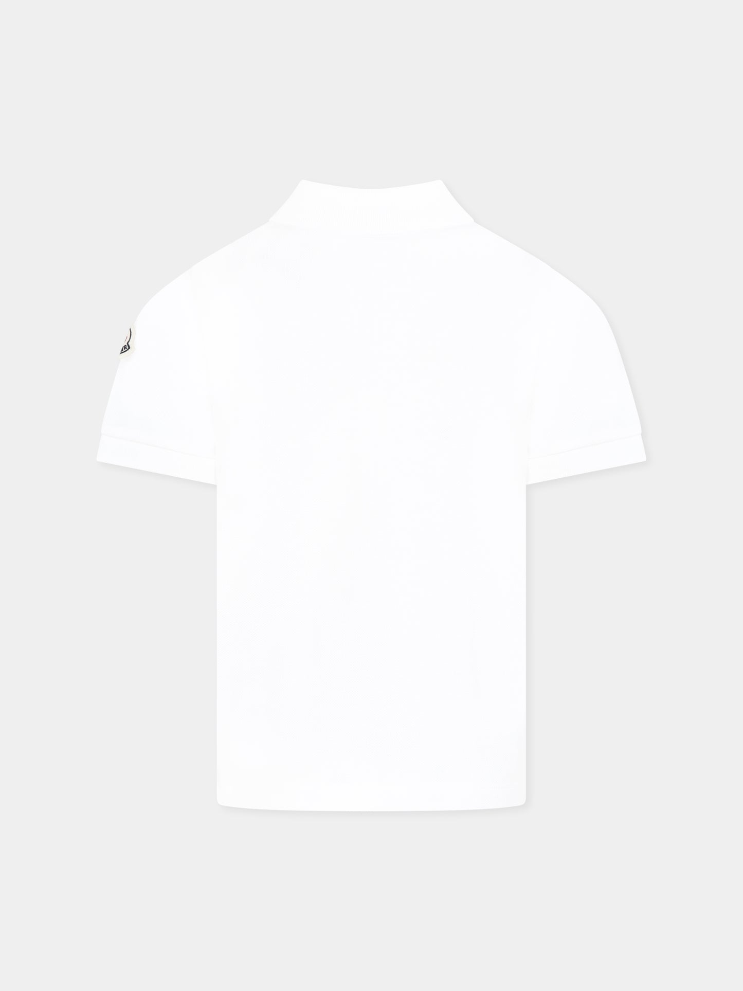 Polo bianca per bambino con logo,Moncler Kids,K1954 8A00007 89ALK 034